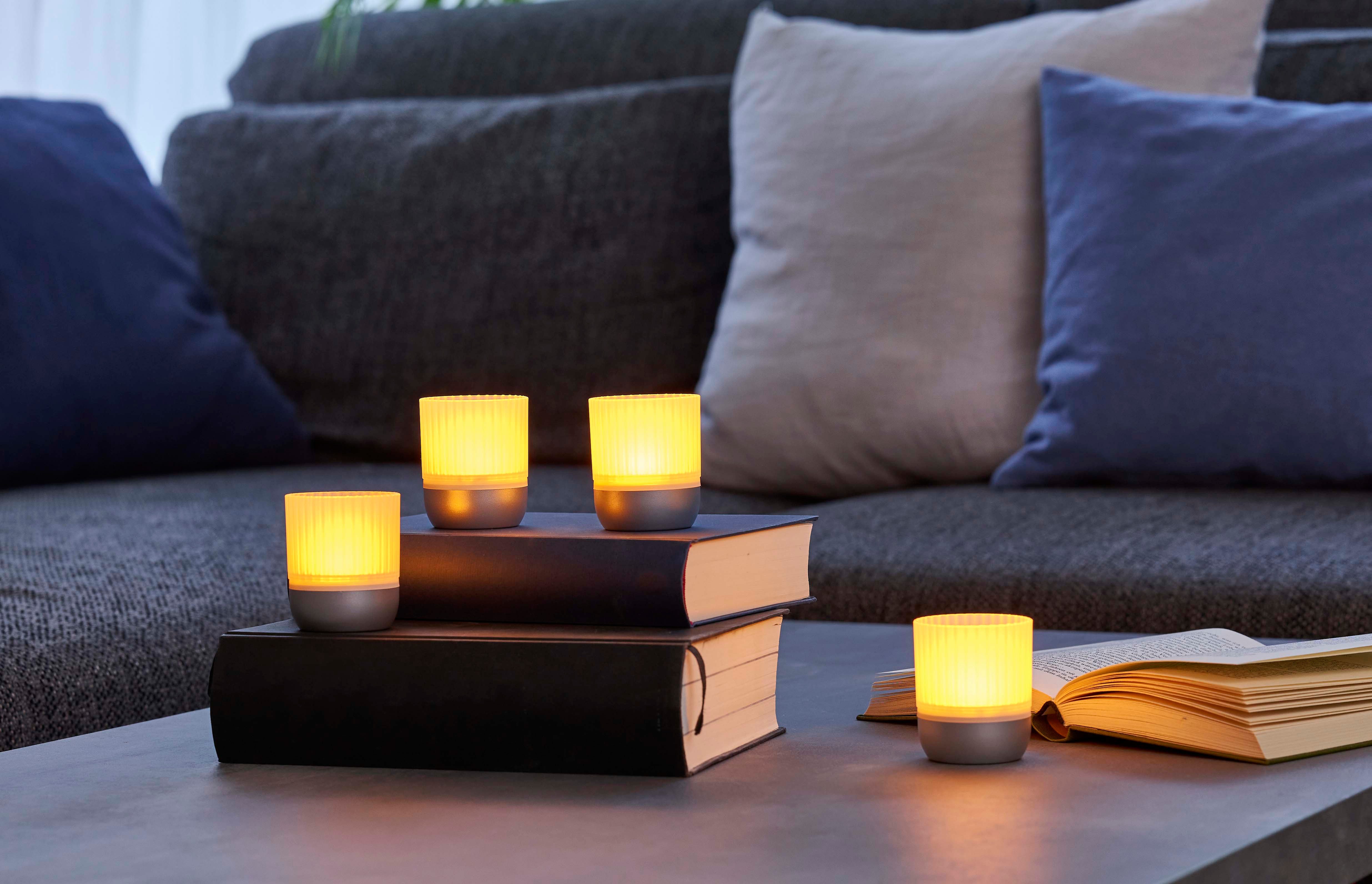 Northpoint LED Dekolicht LED Akku Lounge Lights 4er-Set Touchsensor Innen Außen RGBW