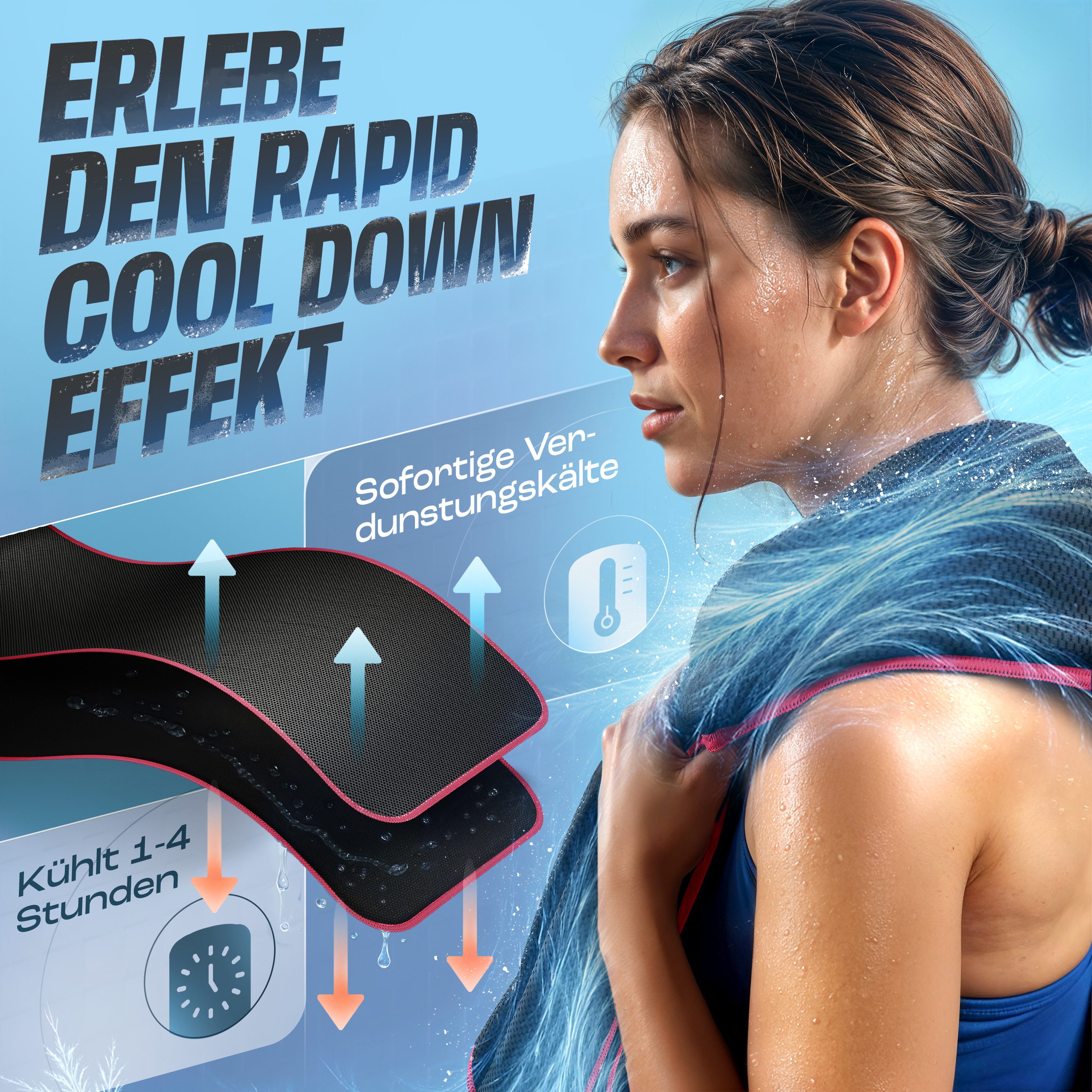 NirvanaShape Handtücher Kühl-Tuch eiskalt mit sofortiger Kühlwirkung kühlendes Handtuch, sofortiger Kühlwirkung, ultraleicht, Ideal für Sport & Freizeit