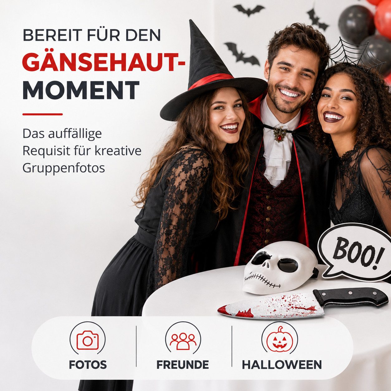 FASCHINFEVER Kostüm Fake Messer ca. 34 cm Accessoire mit Blut -für Halloween & Fasching