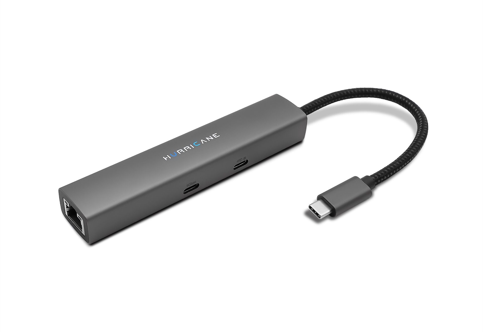 HURRICANE Laptop-Dockingstation 6 in 1 Port USB-Verteiler USB-C HUB 100W PD LAN Ethernet RJ45 4K HDMI, kompatibel mit Laptop, Notebook, MacBook, PC, HDD