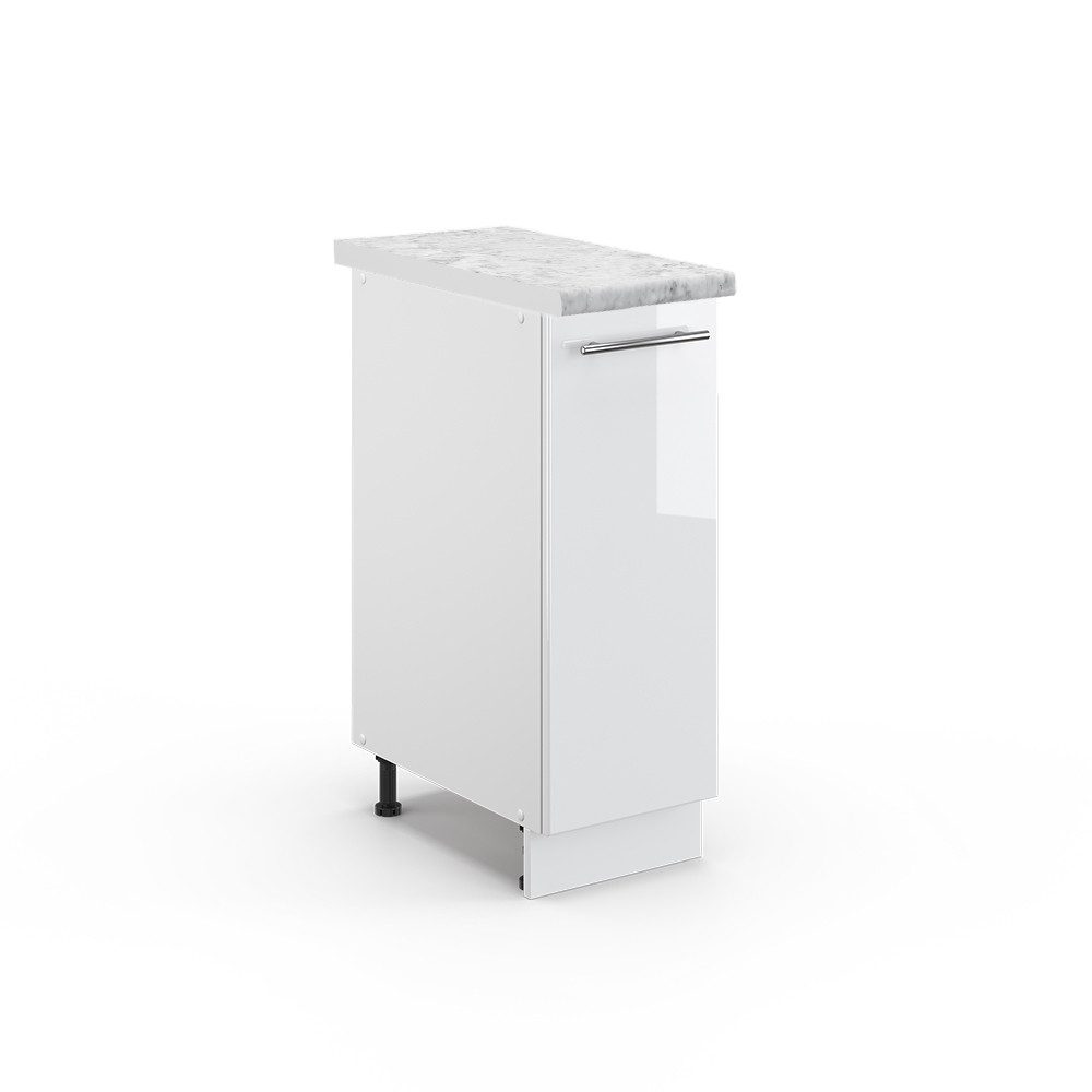 Vicco Apothekerschrank Fame-Line, Weiß Hochglanz/Weiß, 30 cm, AP Marmor (1-St)