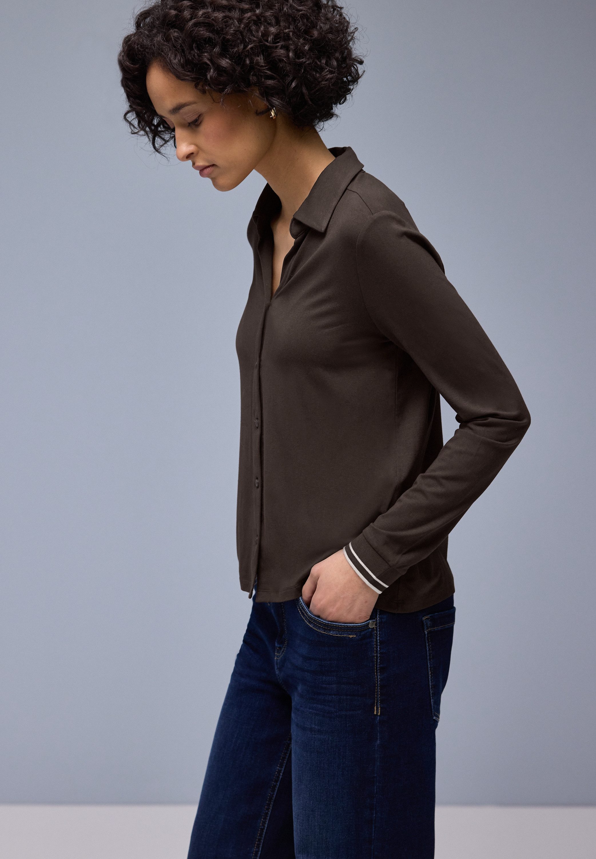 STREET ONE Langarmshirt mit College-Bündchen an den Ärmeln günstig online kaufen