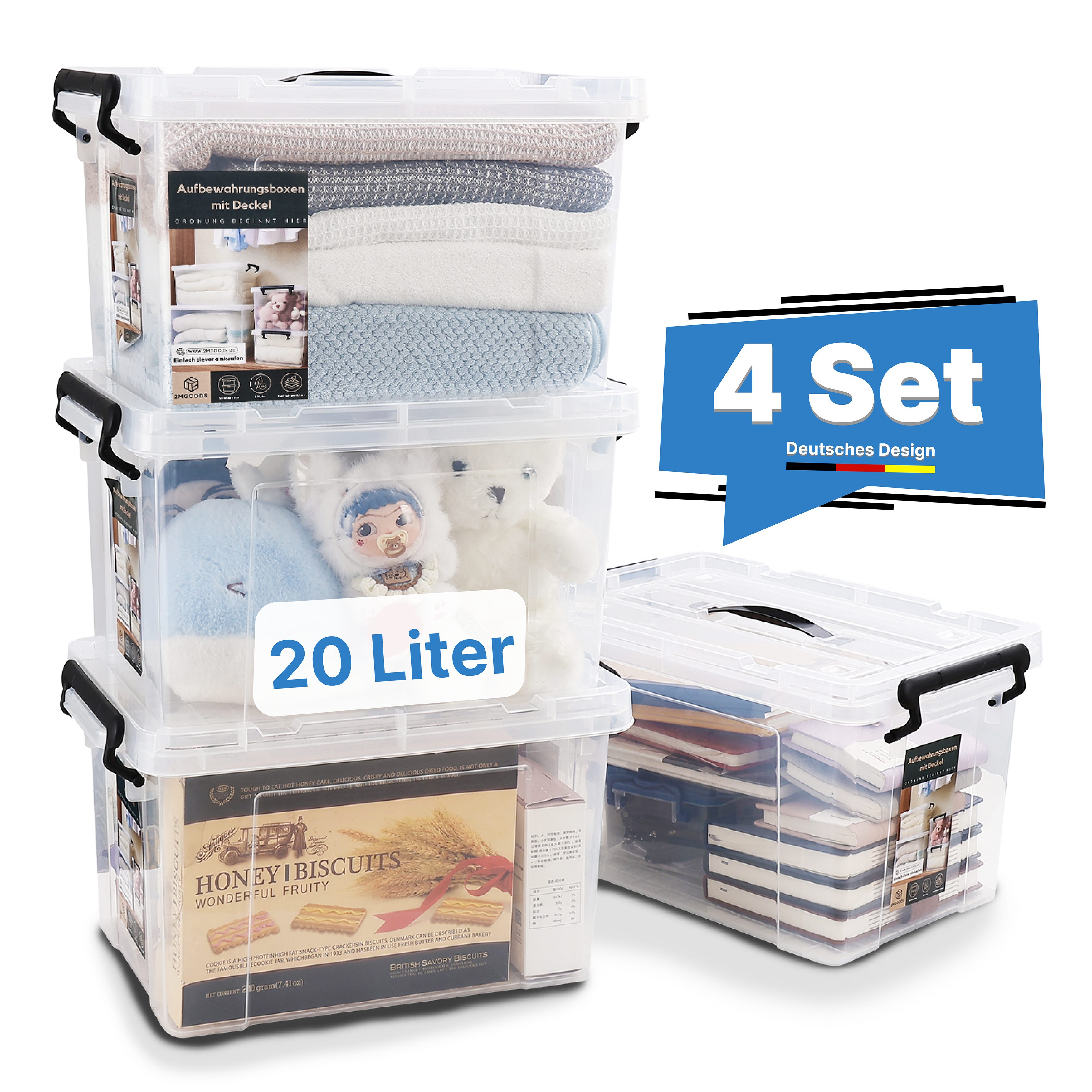 2mGoods Aufbewahrungsbox große Plastikboxen mit Deckel günstig online kaufen