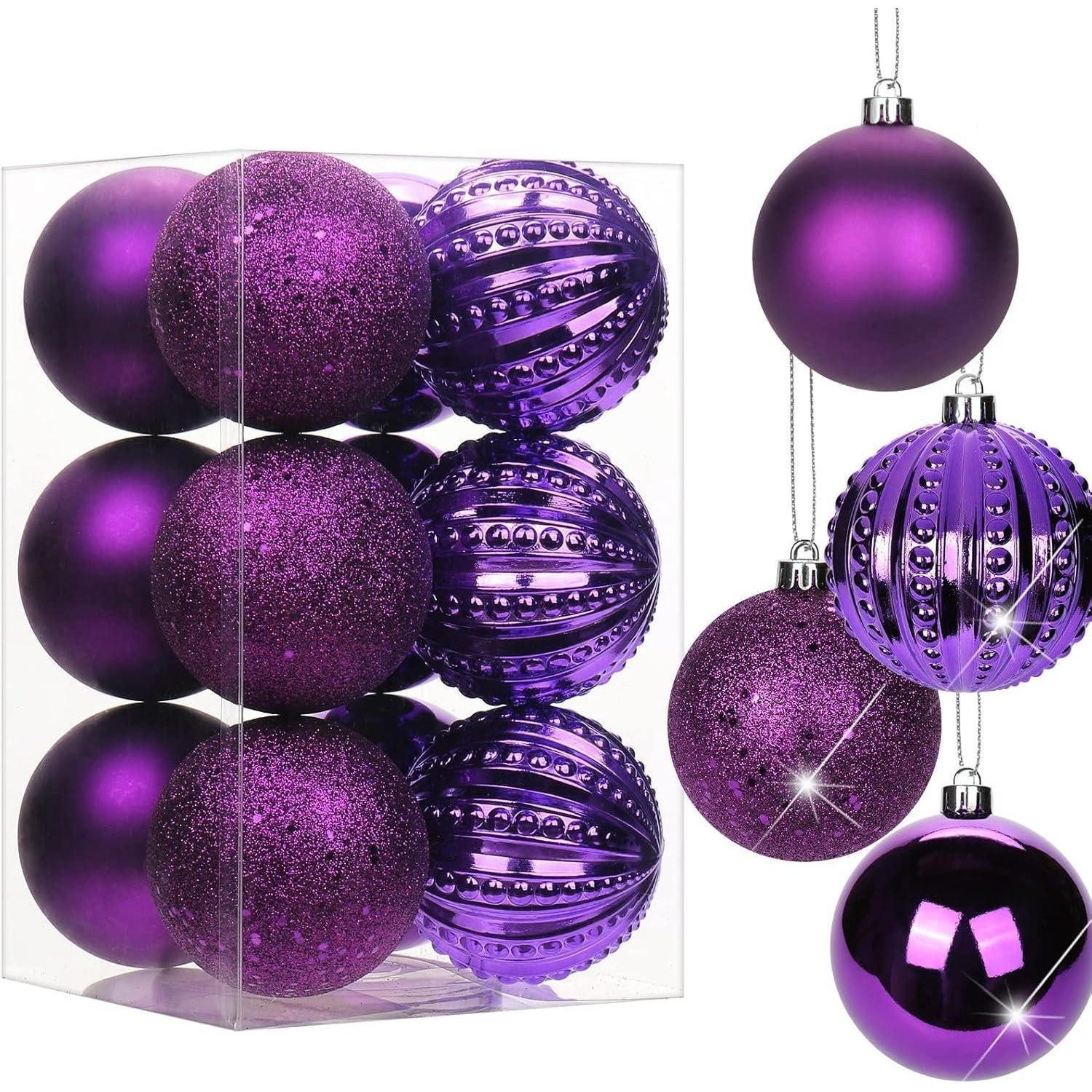 LuxusKollektion Christbaumschmuck Weihnachtskugeln Lila 8CM, 12 Stück