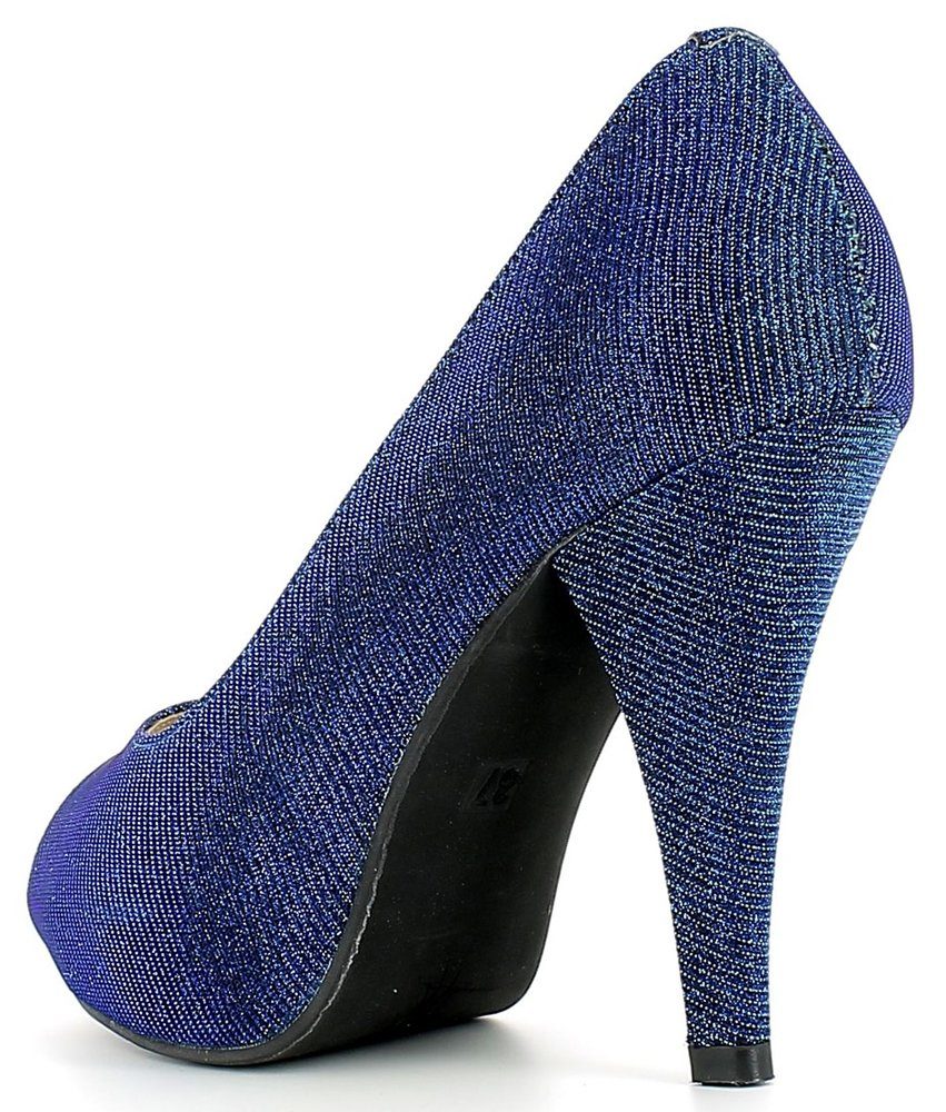 Schuhe Andrea Peeptoe Glitzer Pumps - Damen Blau Conti