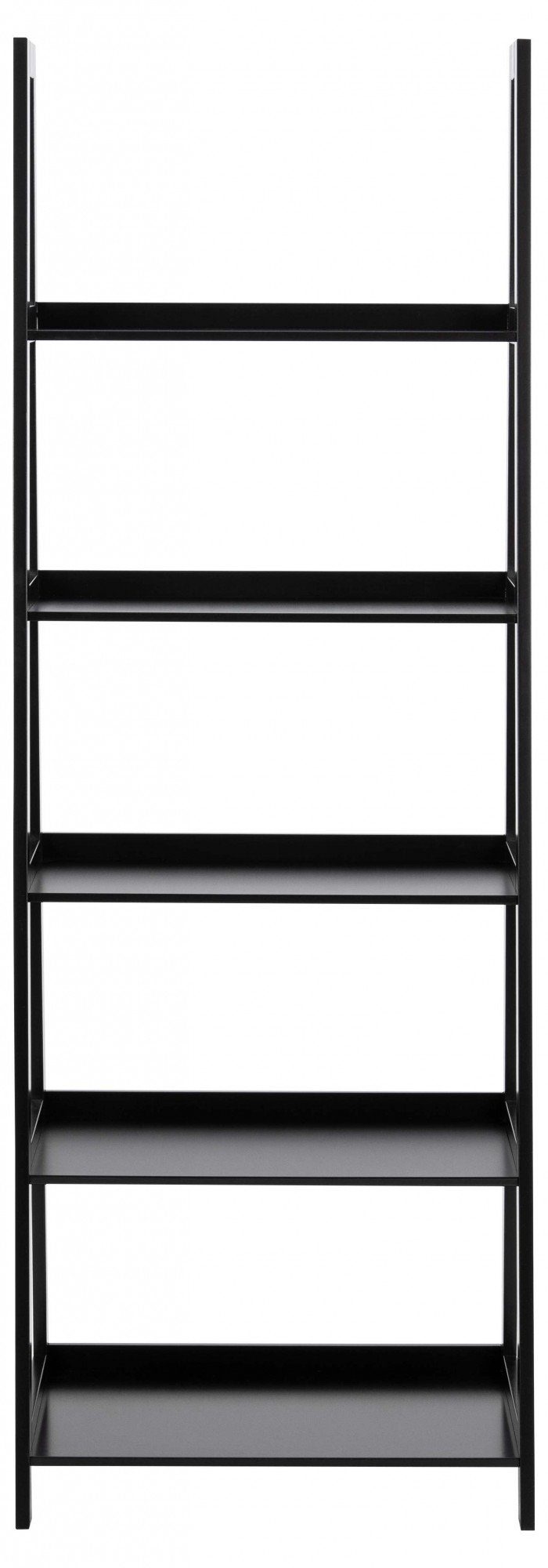 ACTONA GROUP Bücherregal Leiterregal in Weiss oder Schwarz, Standregal, lackiertem Holz, stufenförmig und mit 5 Einlegeböden schwarz | schwarz