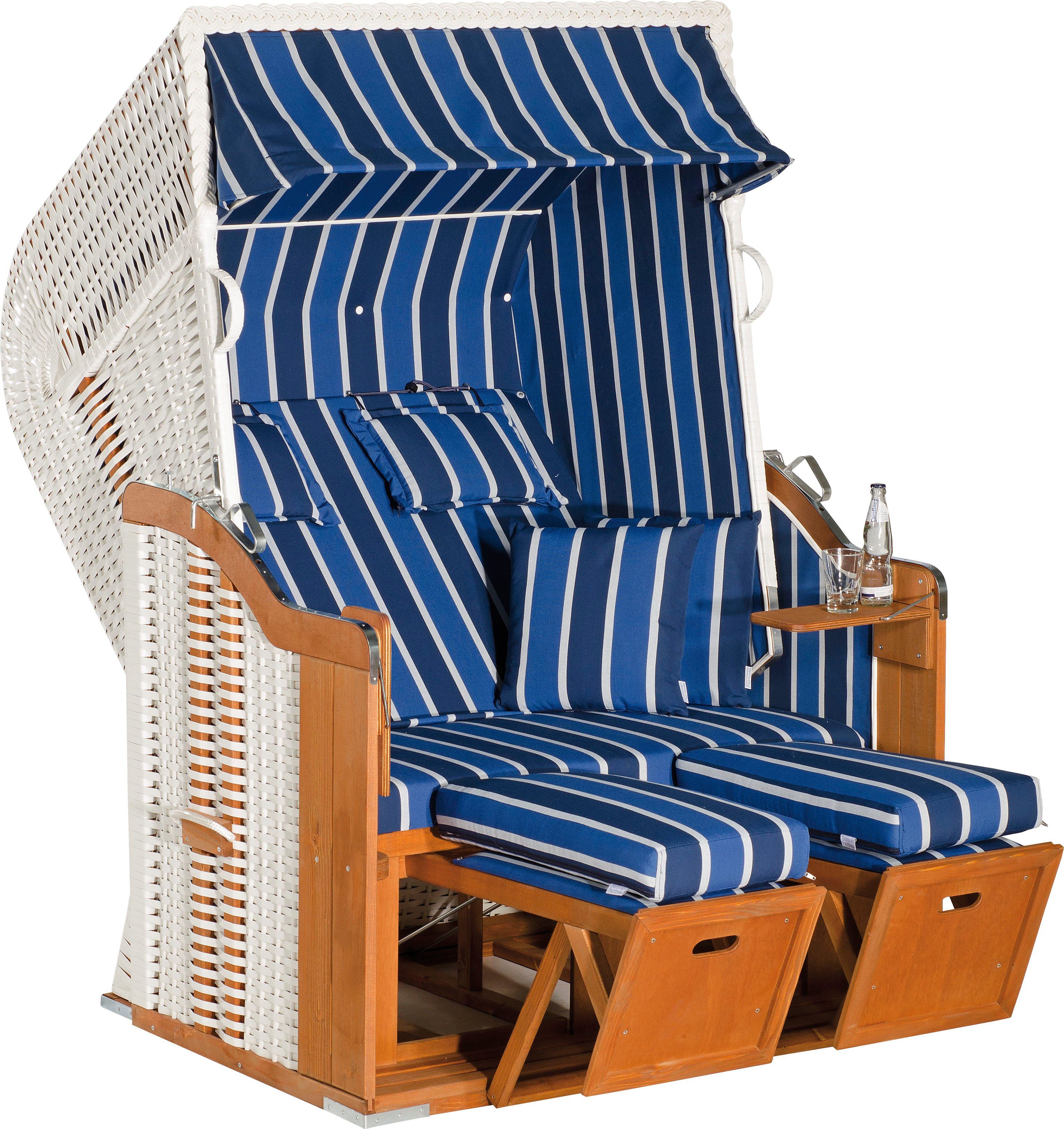 SunnySmart Strandkorb Rustikal 250 Plus, BxTxH: 125x90x160 cm, Halblieger,  Mit Strukturpolyester gepolstert