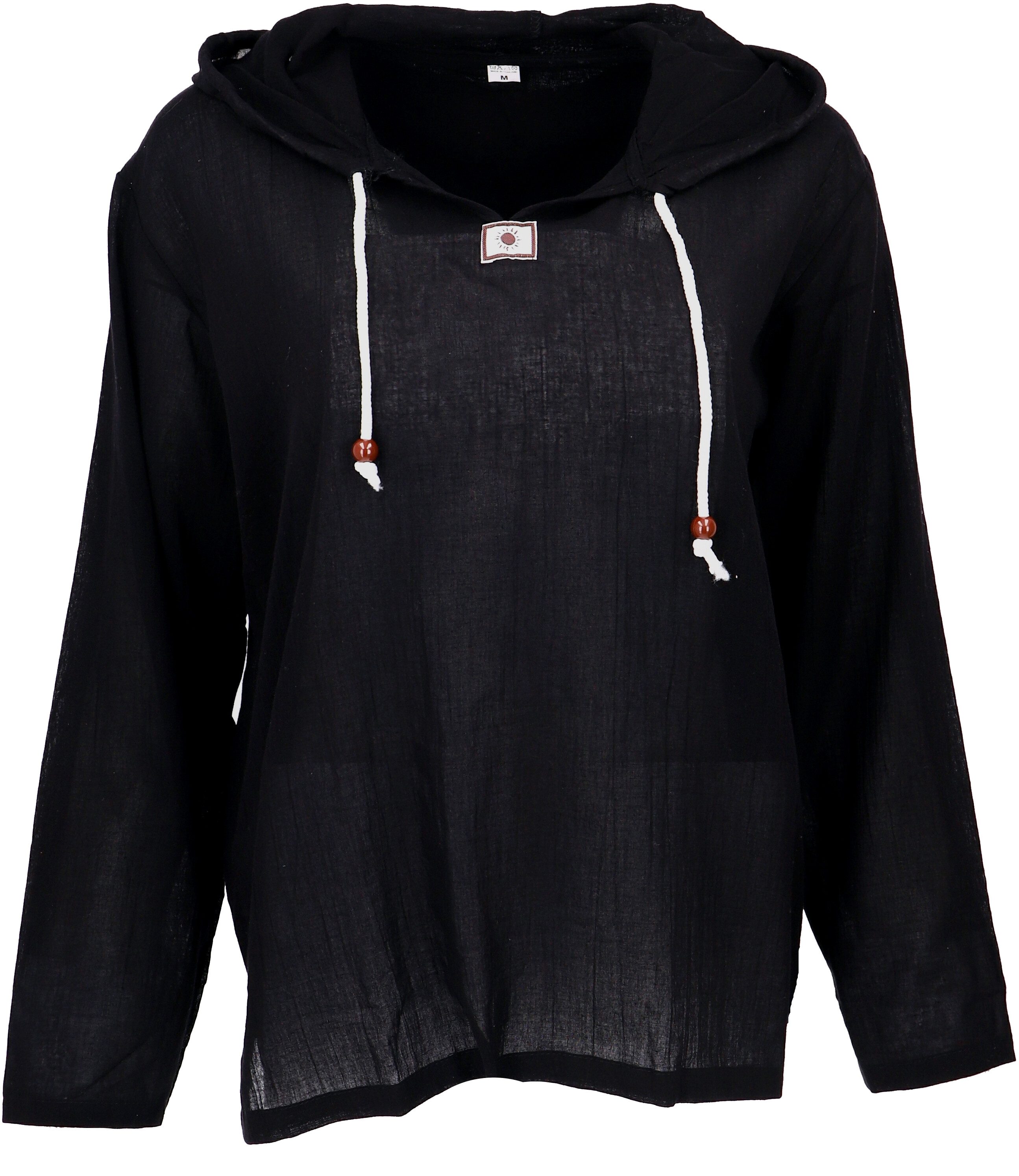 Guru-Shop Hemd & Shirt Yoga Hemd, leichtes Freizeithemd mit Kapuze,.. Ethno Style, alternative Bekleidung