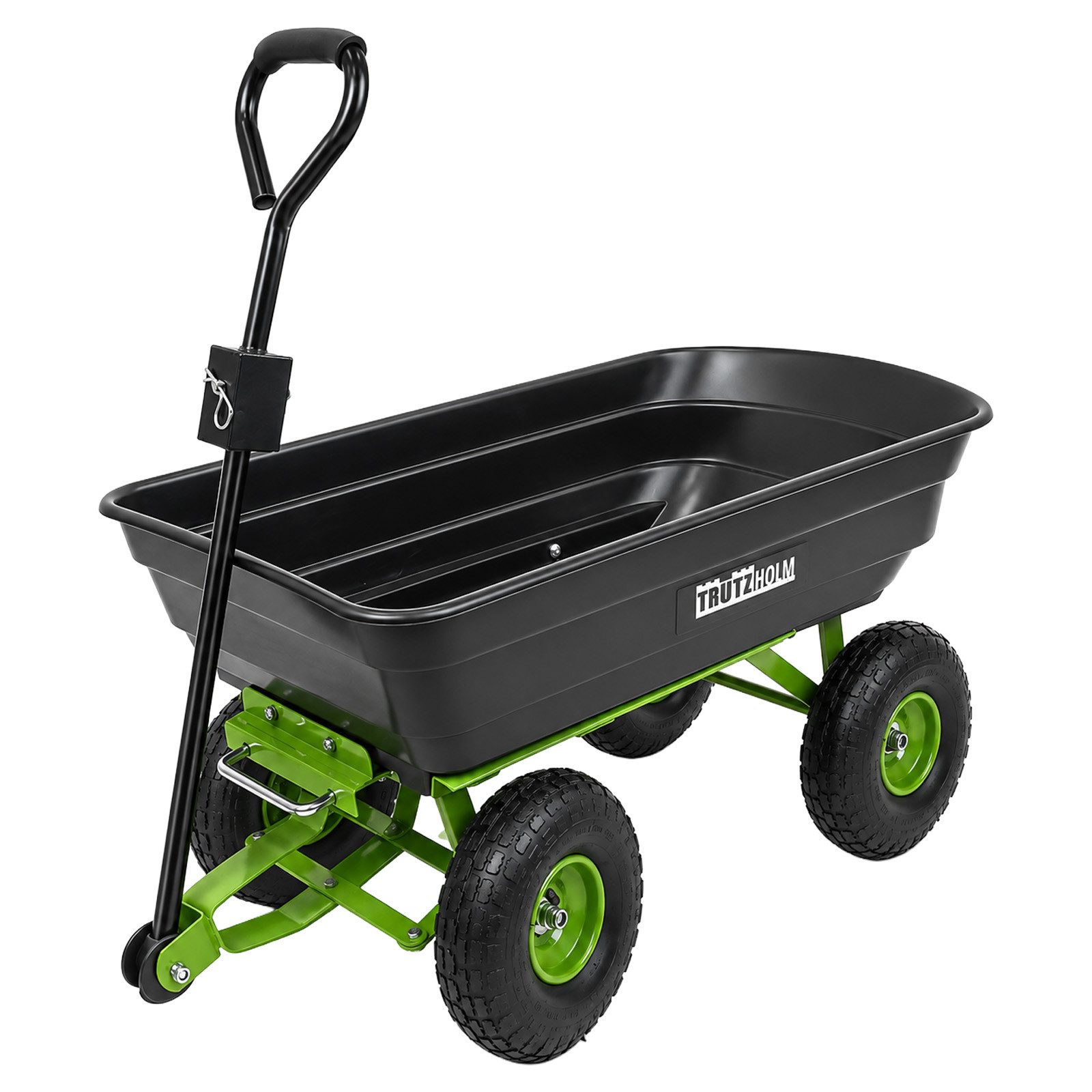 TRUTZHOLM Bollerwagen Gartenwagen kippbar 300 kg Transportwagen Luftreifen Kunststoffwanne, Praktische Kippfunktion, Luftbereifung, 75L Volumen