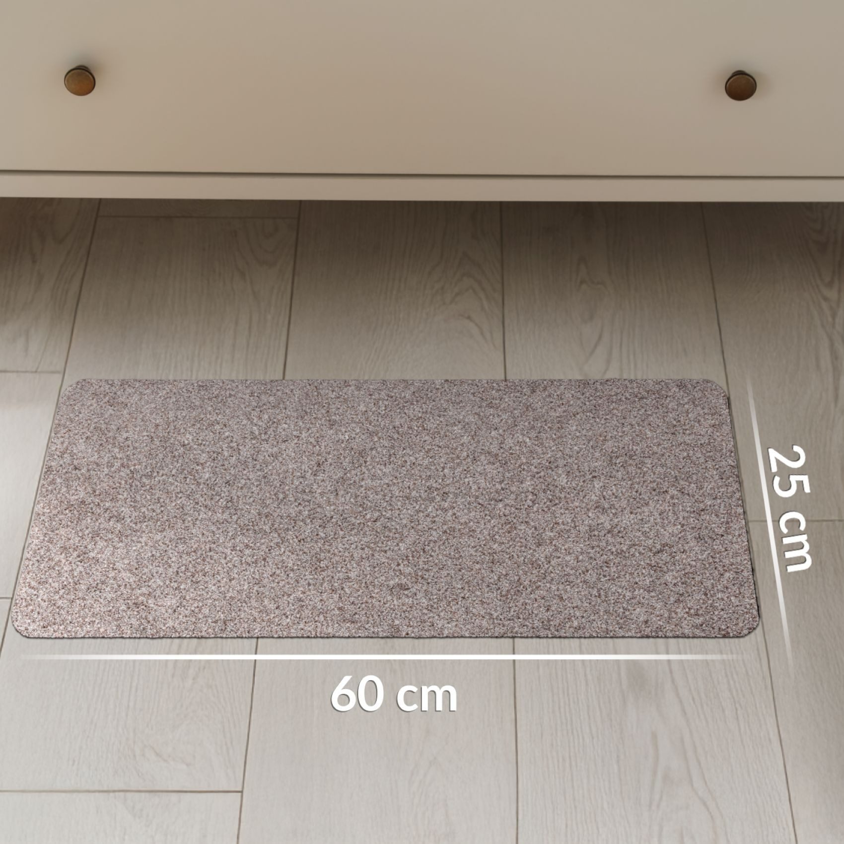 ANRO Fußmatte POET Schuhparkplatz schmal Schmutzfangmatte Unifarben, eckig, Höhe: 3 mm, Schuh-Abstellplatz rutschfest 25x60cm Kräusel Beige wasserdicht – Bild 5 von 5