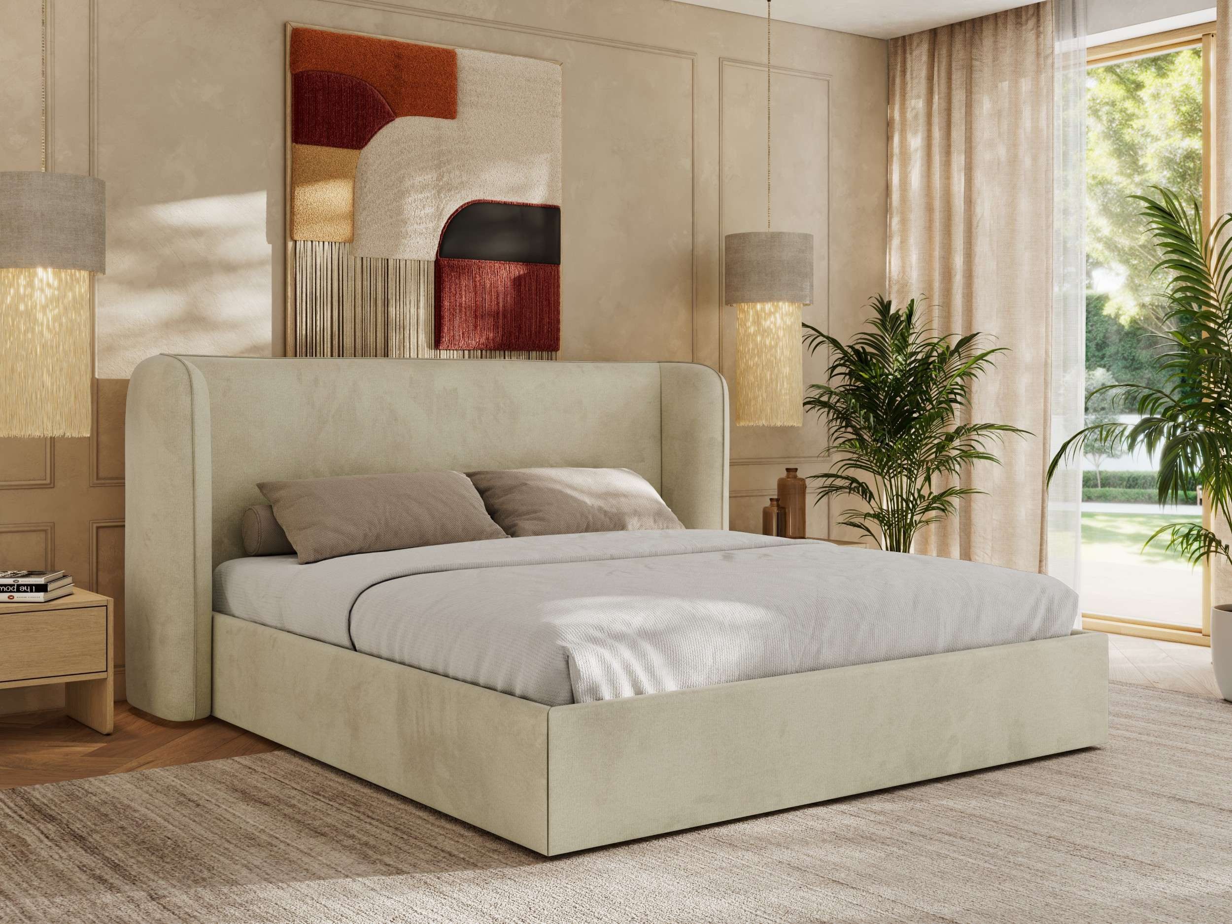 MKS MÖBEL Polsterbett EMORA CLASSIC (Bett, Doppelbett mit Lattenrost, ohne/mit Matratze), Kopfteil 111 cm, 140-200 cm