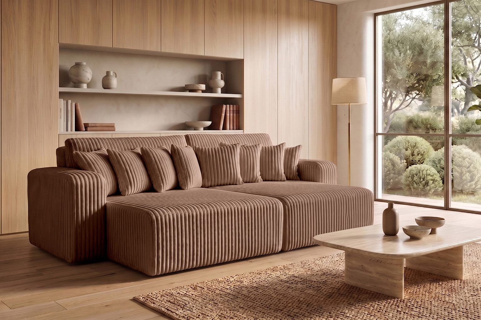 Kaiser Möbel Schlafsofa mit Bettkasten, Cordstoff Tilia, PIANO DOUBLE, Große Liegefläche, Cordstoff mit hoher Abriebfestigkeit