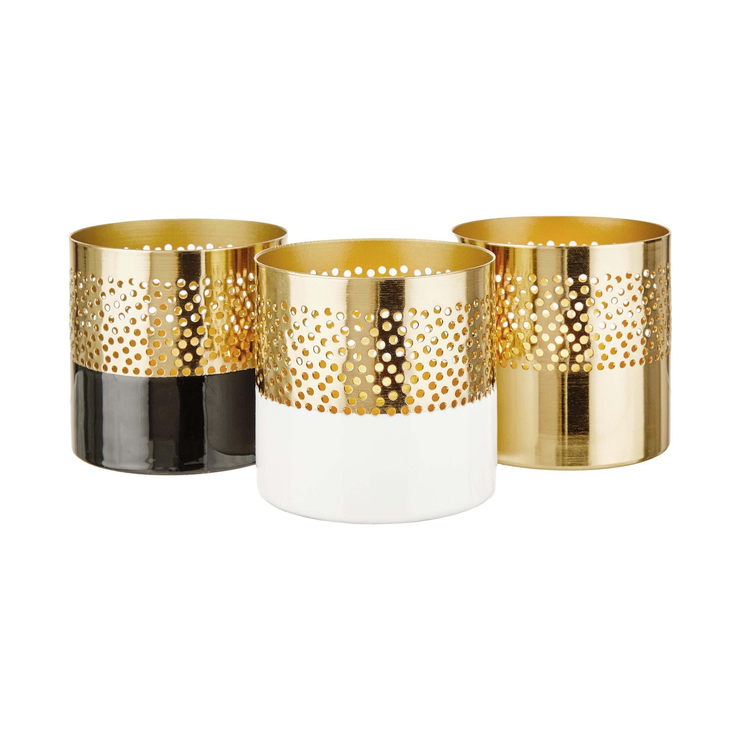 Gold Teelichthalter PART Teelichthalter Höhe 8cm Lochstanzung BUTLERS