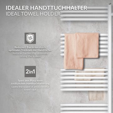 LuxeBath Badheizkörper Designheizkörper Handtuchtrockner Handtuchheizkörper Handtuchheizung, Weiß 500x1200mm Weiß inkl. Montage-Set