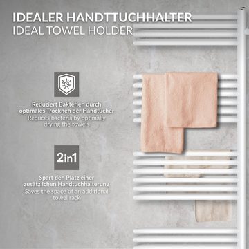 LuxeBath Badheizkörper Designheizkörper Handtuchheizkörper Handtuchtrockner, Weiß 500x1200mm mit Montage-Set