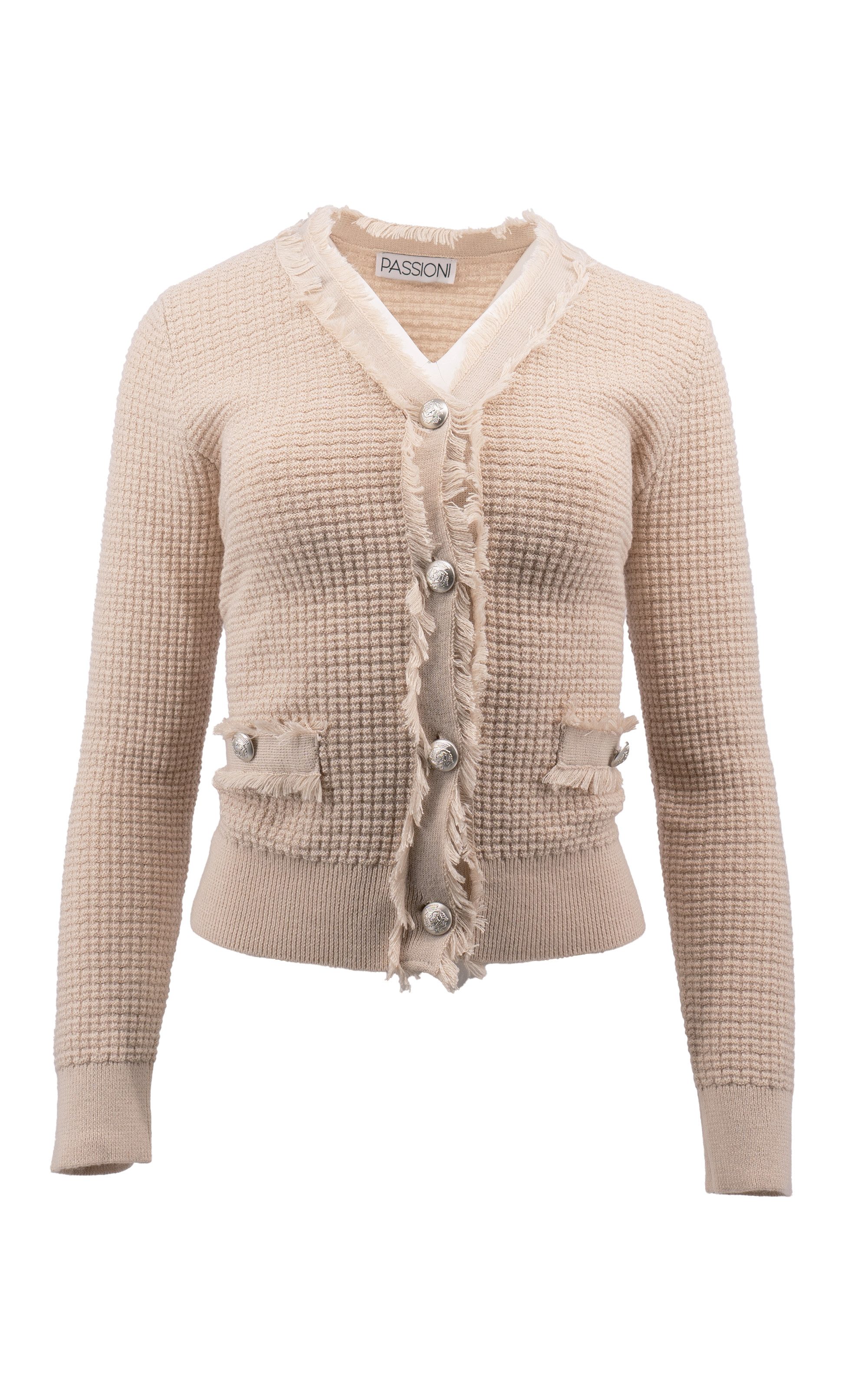 Cardigan in Hellbeige mit Fransen