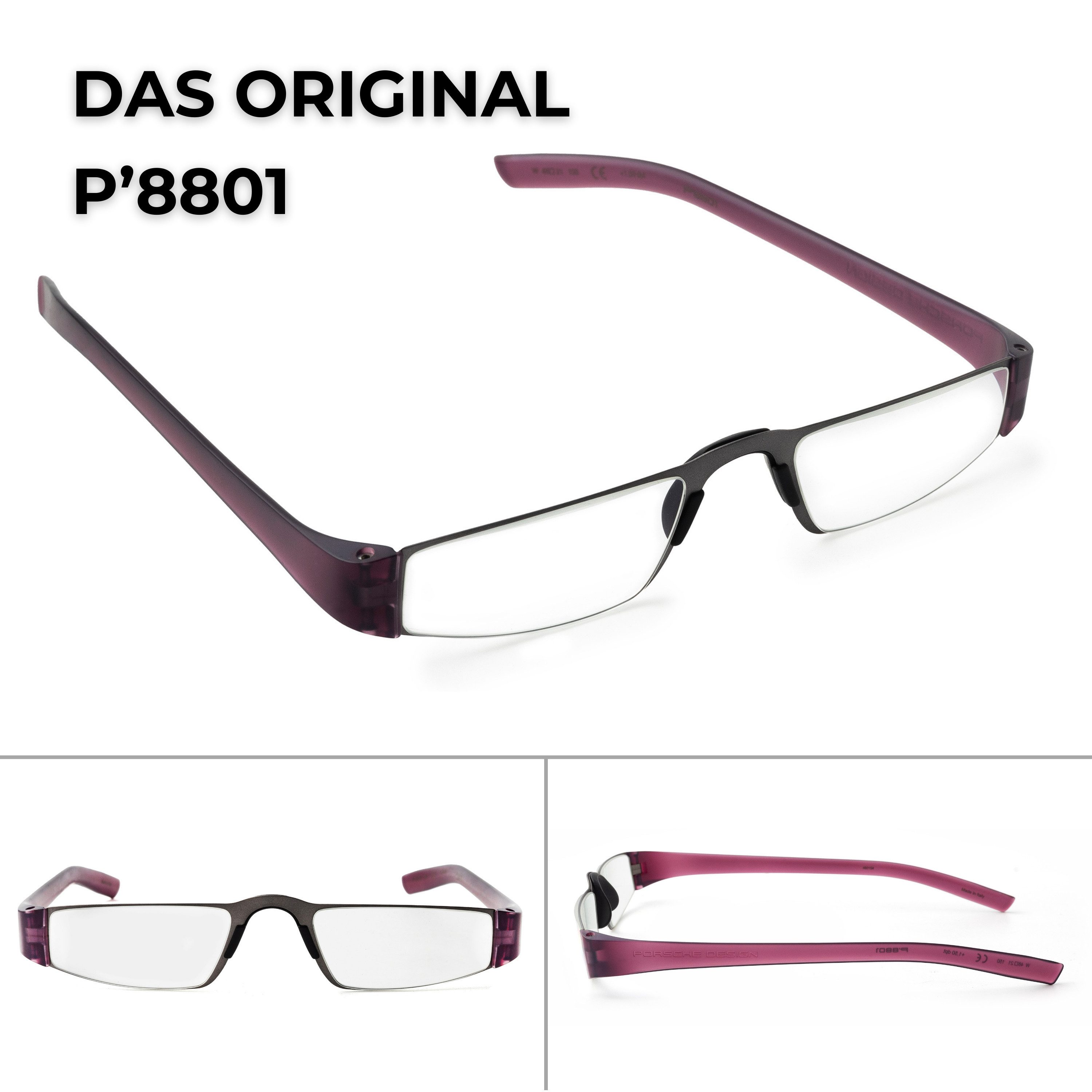 PORSCHE Design Brillengestell Porsche Design Lesebrille P8801, Sehhilfe aus Edelstahl, Modell: W, 100 % Original Porsche Design, Direkt vom Optiker
