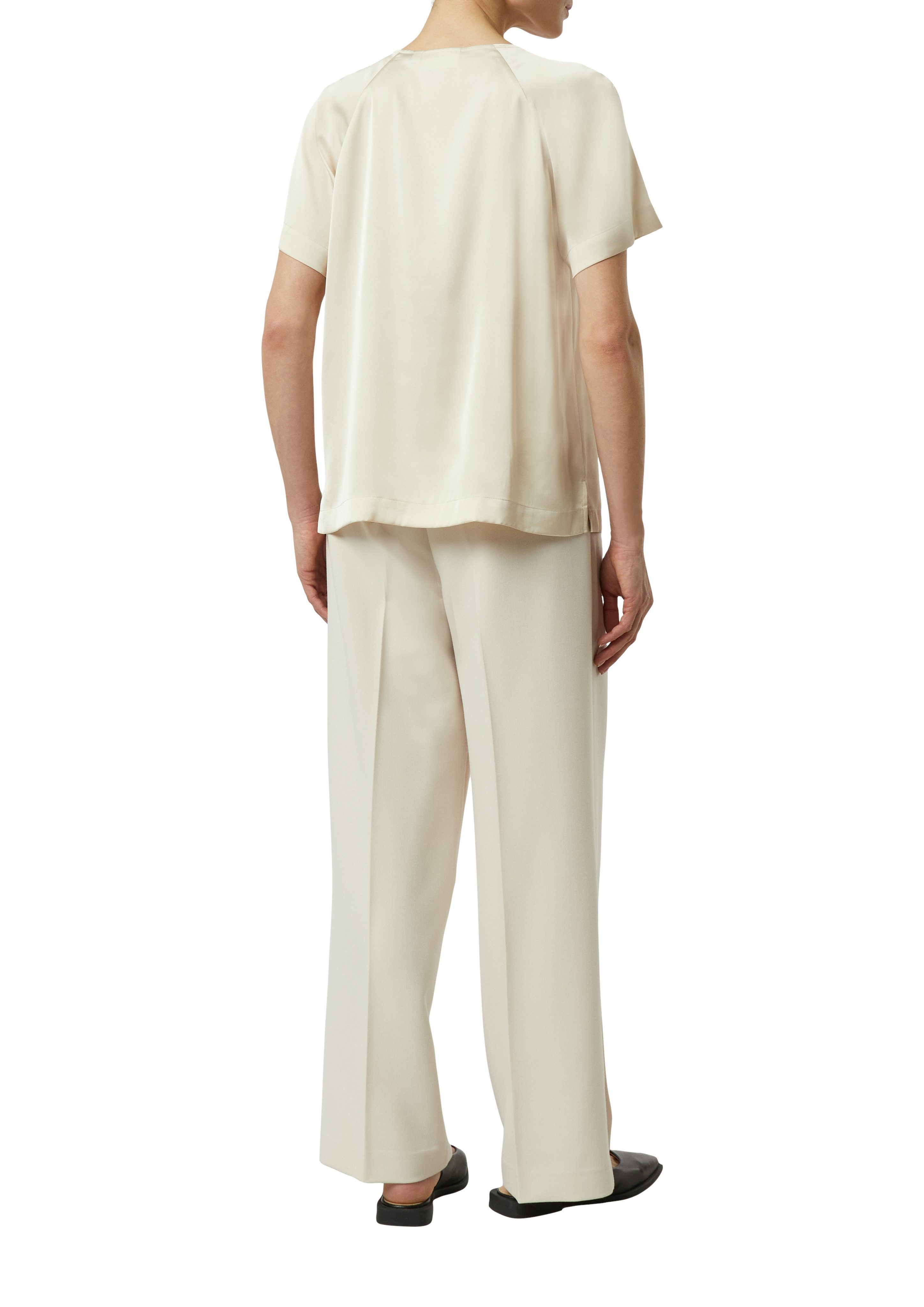 comma Shirtbluse Sommer-Bluse mit gerafftem Kragen und Cut-out