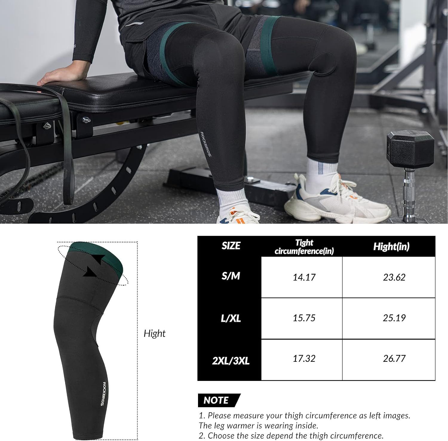 ROCKBROS Beinlinge Fahrrad Arm- und Beinlinge Winter Thermo Rutschfest.