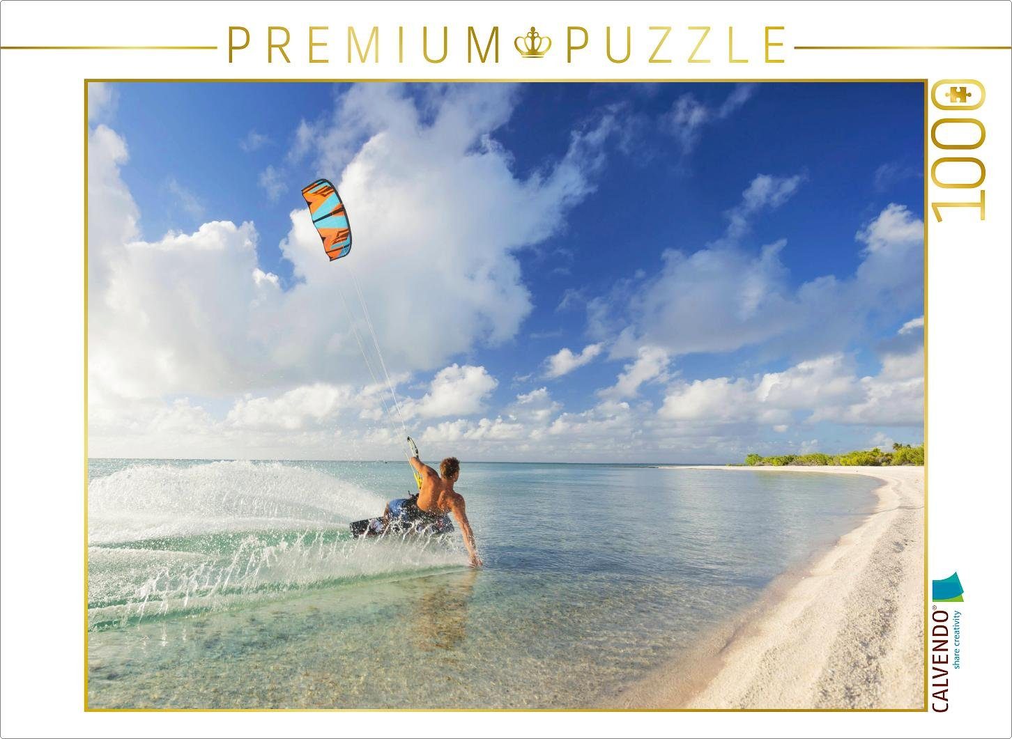 CALVENDO Puzzle CALVENDO Puzzle Athletischer Kiteboarder in einer tropischen Lagune. 1000 Teile Lege-Größe 64 x 48 cm Foto-Puzzle Bild von CALVENDO Verlag, 1000 Puzzleteile