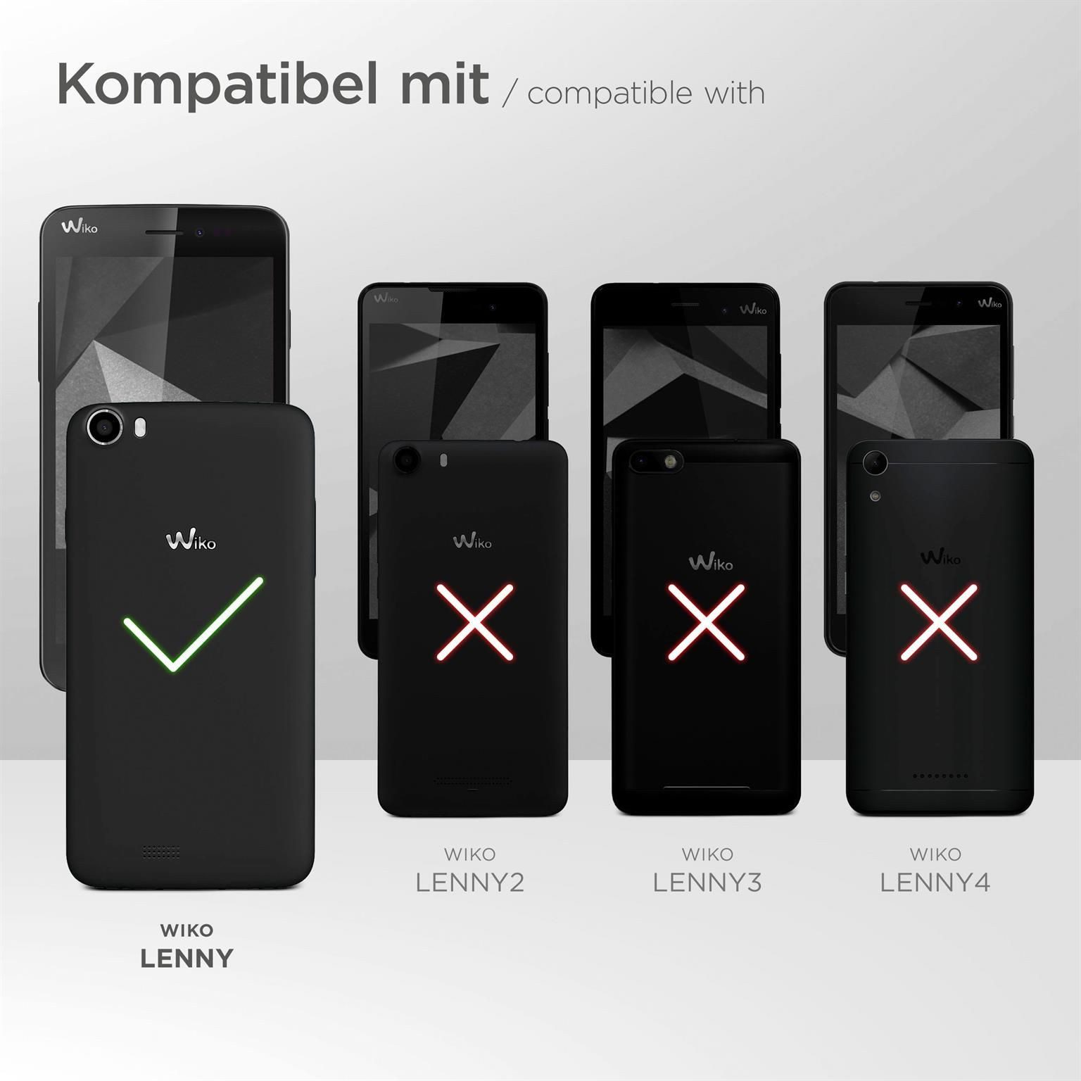 moex Handyhülle für Wiko Lenny Hülle Klappbar Book Case Schwarz 5 Zoll, Klapphülle Kartenfach Flip Cover Handytasche Leder Optik Schutzhülle