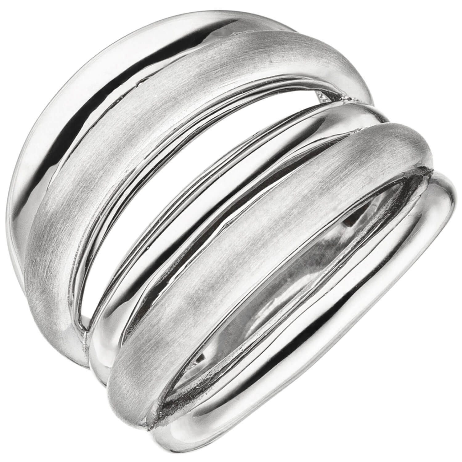 Schmuck Krone Silberring Breiter Ring 5-reihig aus 925 Silber, Silber 925