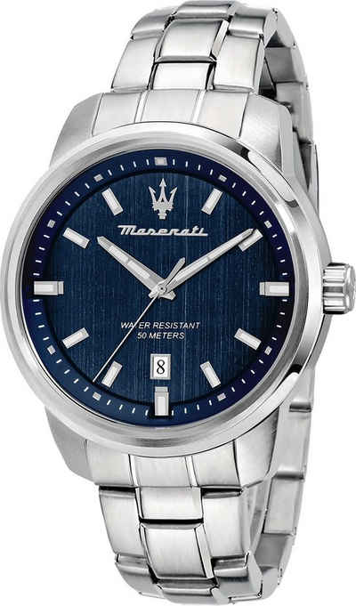 MASERATI Quarzuhr Maserati Herrenuhr SUCCESSO, Herrenuhr rund, groß (ca. 52x44mm) Edelstahlarmband, Made-In Italy