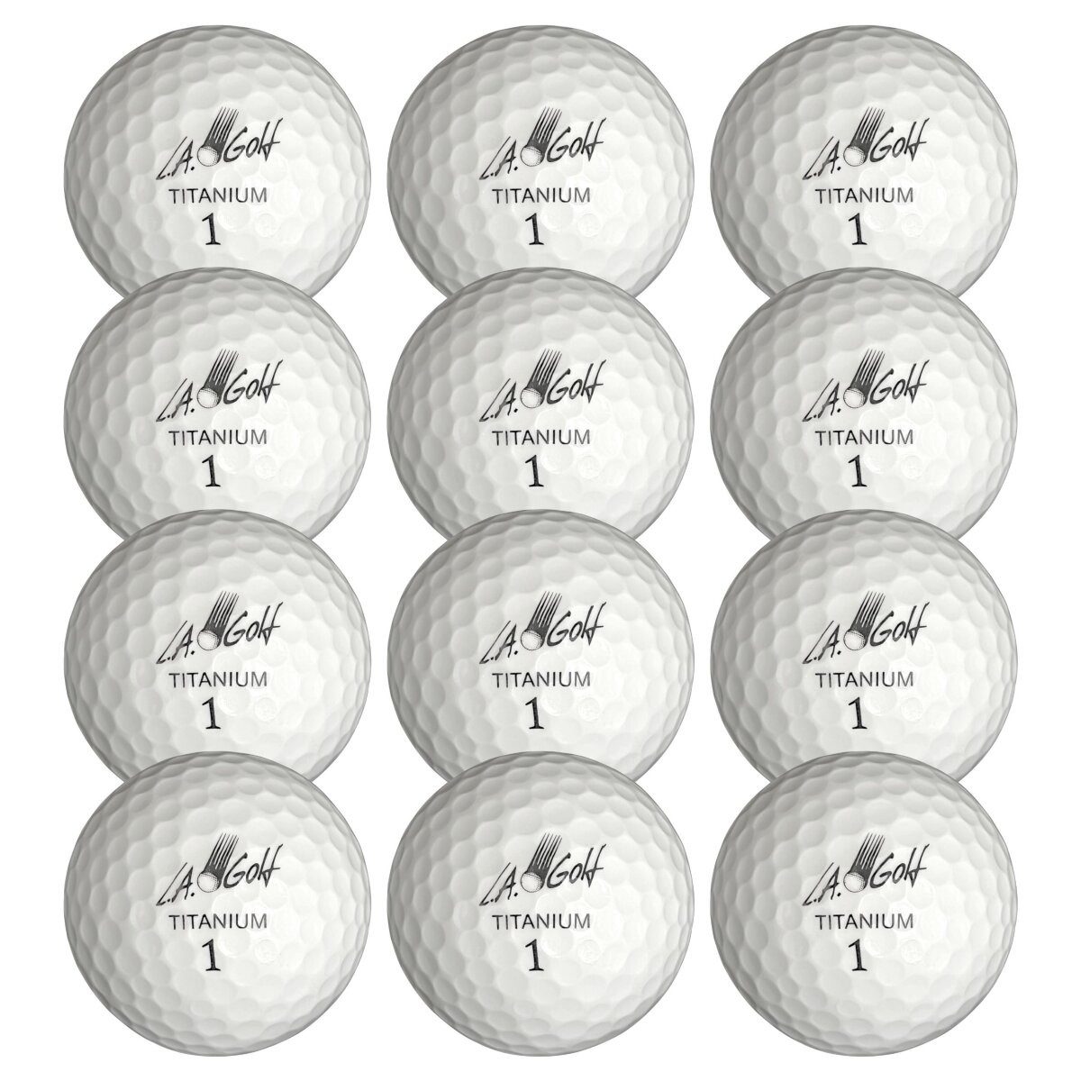 L.A. Sports Golfball 12 Set Golfbälle Titanium (Spar-Set, 12-St., 12er-Pack), 396 Dimples (Dellen)