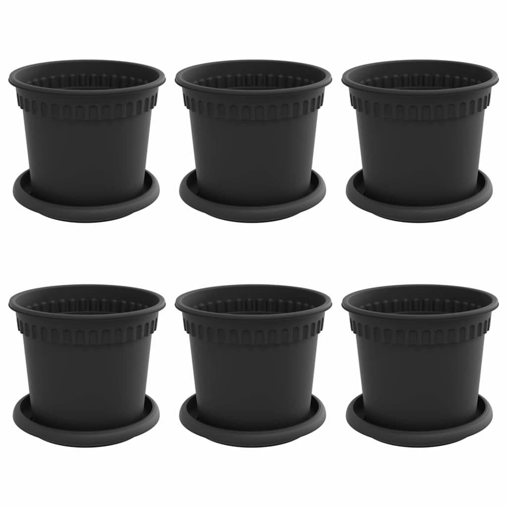 vidaXL Blumentopf Blumentöpfe 6 stk. Schwarz Kunststoff (6 St)