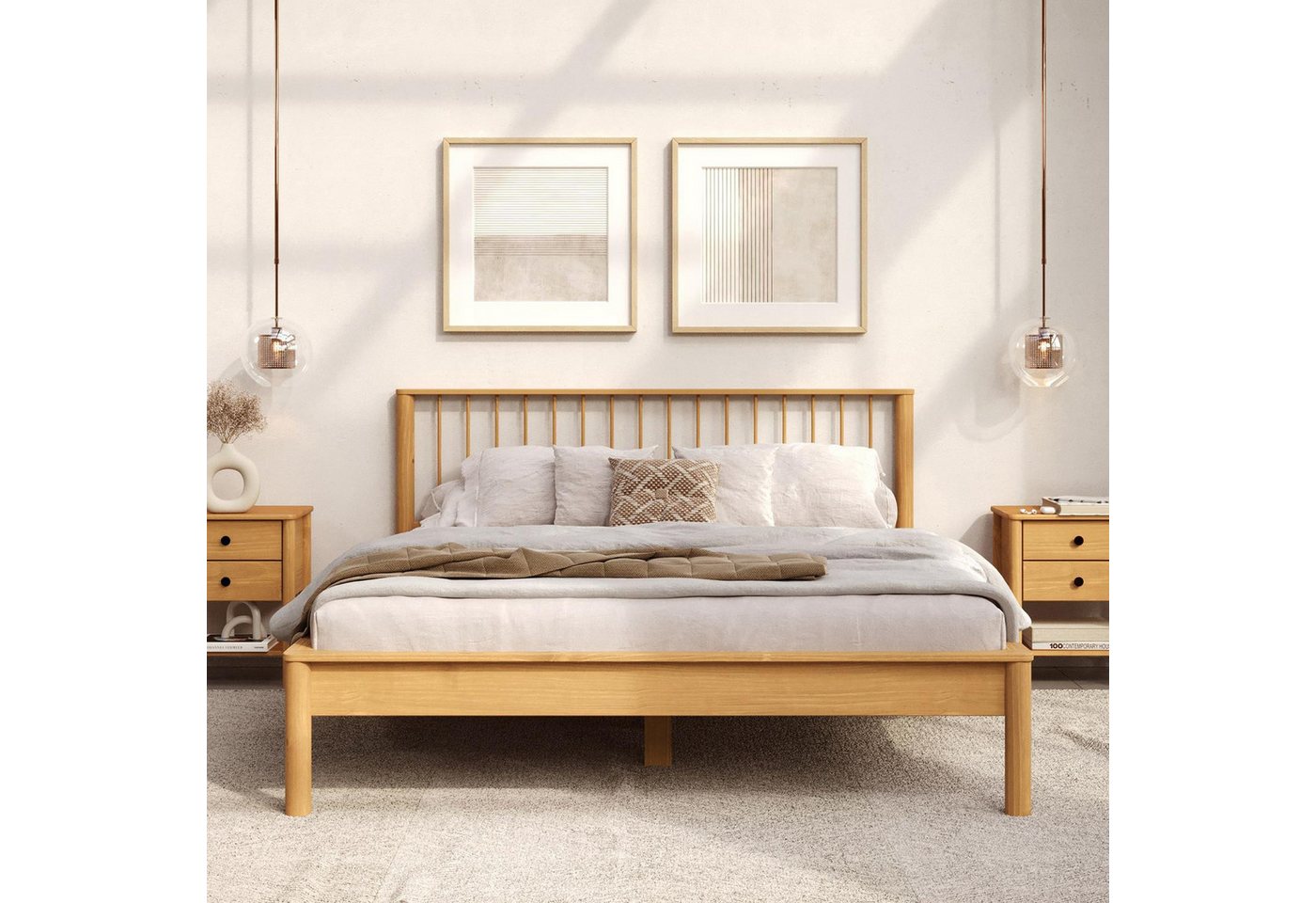 IDIMEX Massivholzbett APOANA, Doppelbett 140x200 Bett mit Lattenrost modernes Holzbett mit Kopfteil