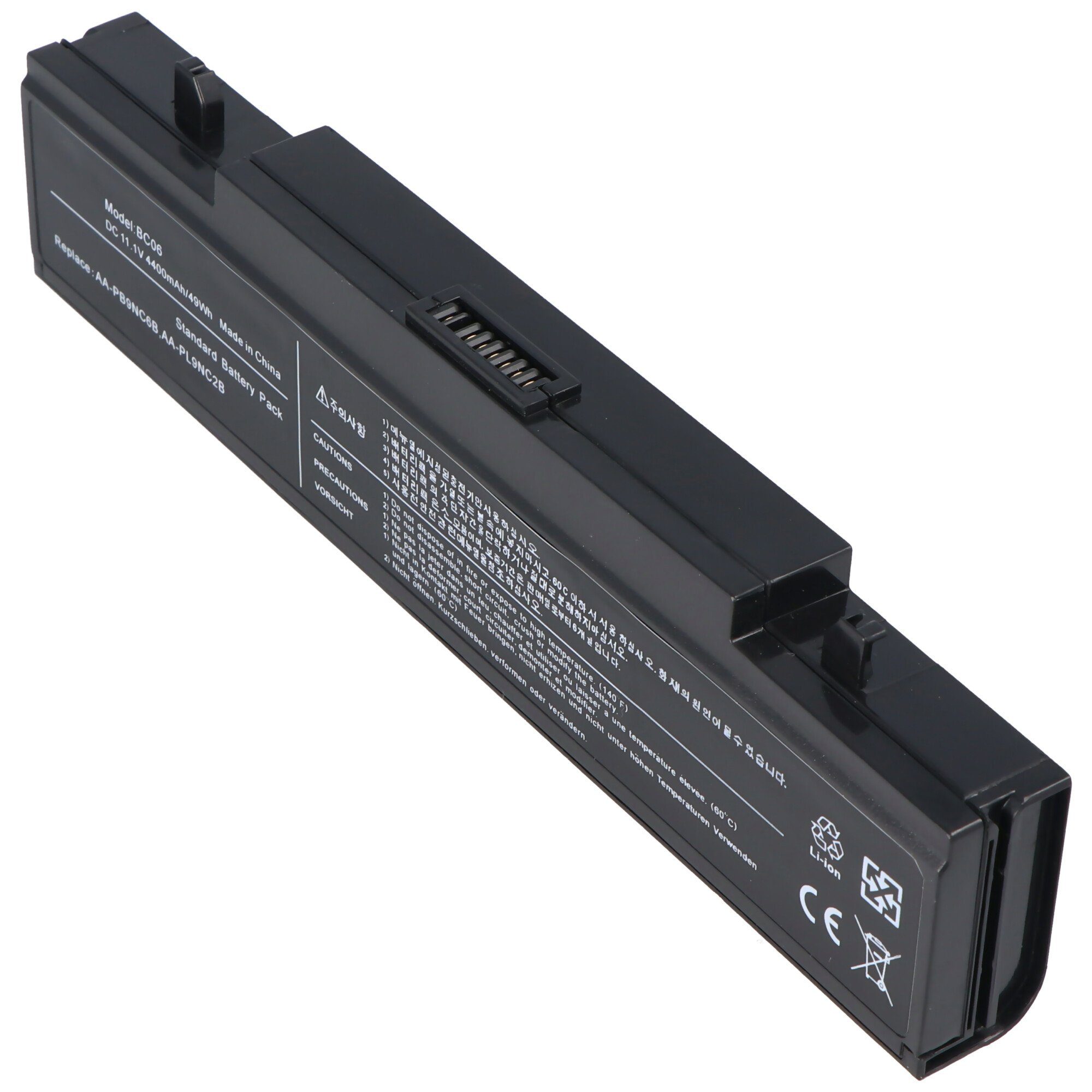 AccuCell Akku Akku AA-PB9NC6W, passend Samsung AA-PB9NC5B, 4400 mAh (11,1 V) für AA-PB9NC6B, AA- Akku