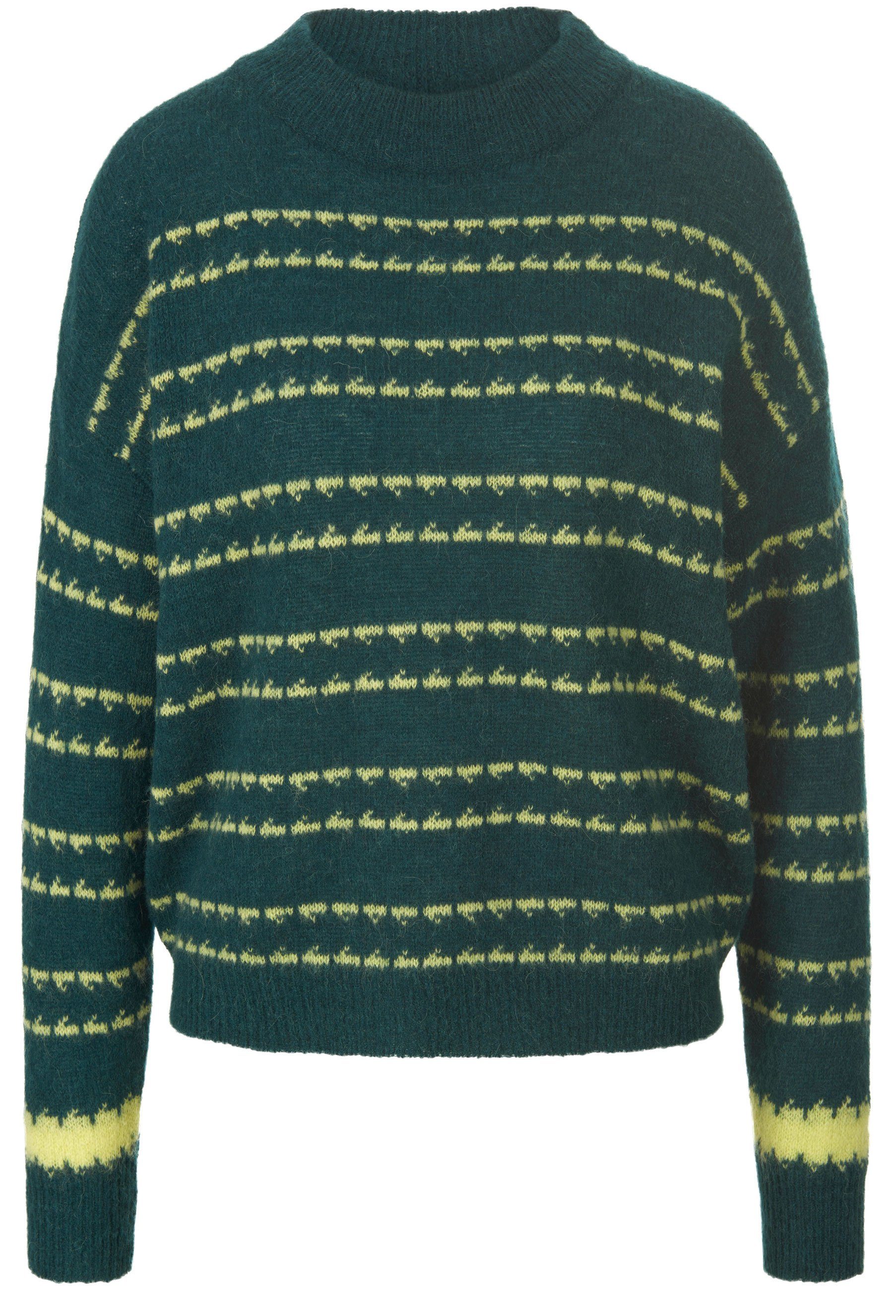 Peter Hahn Strickpullover GREEN modernem DARK mit Design Alpaca