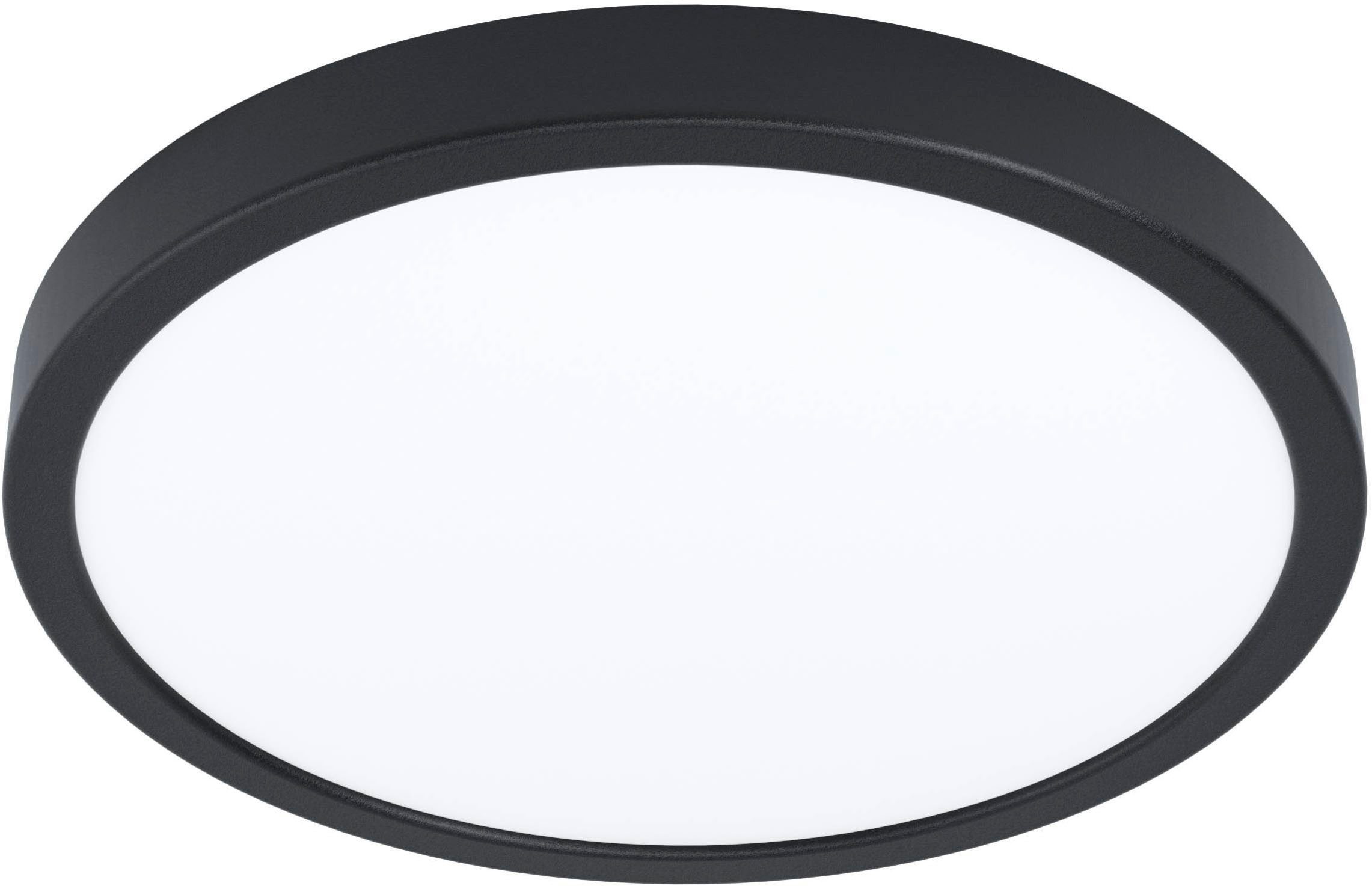 EGLO Aufbauleuchte Fueva 6-Z Deckenlampe, ZigBee, App und Sprachsteuerung, Badlampe, IP44, Bluetooth, CCT - über Fernbedienung, Dimmfunktion, Nachtlichtfunktion, RGB, dimmbar über Fernbedienung, mehrere Helligkeitsstufen, LED fest integriert, Kaltweiß, RGB, Aufbauleuchte - H2,5 x Ø27,8 cm - schwarz - 14,3W inkl.