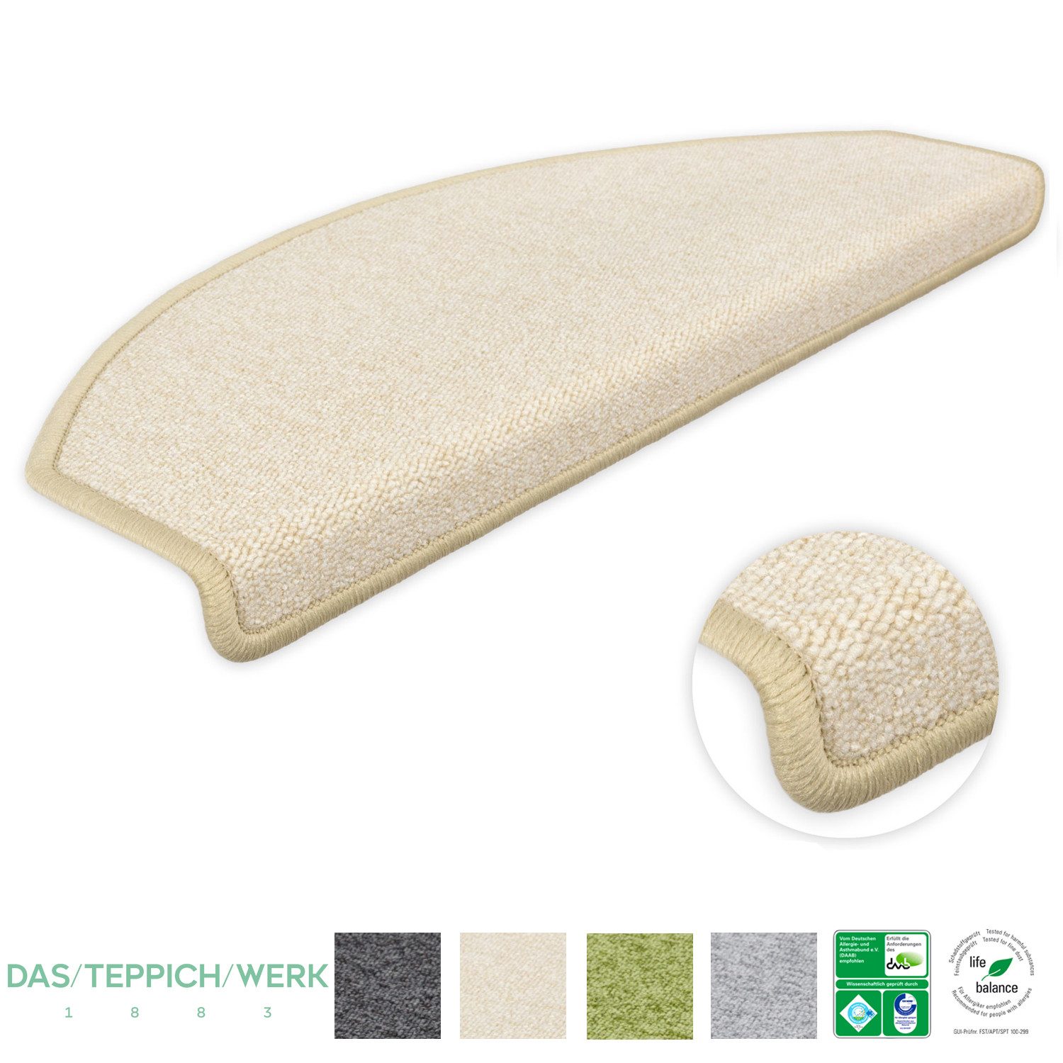 Metzker® Stufenmatte Stufenmatten DAS TEPPICHWERK Durango Halbrund in SparSets, halbrund, Höhe: 8 mm, 15 Stück im Set - Hellbeige