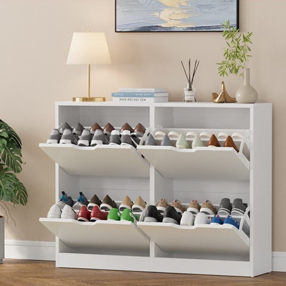 VOWNER Schuhschrank mit 4 Klappen, schmaler günstig online kaufen