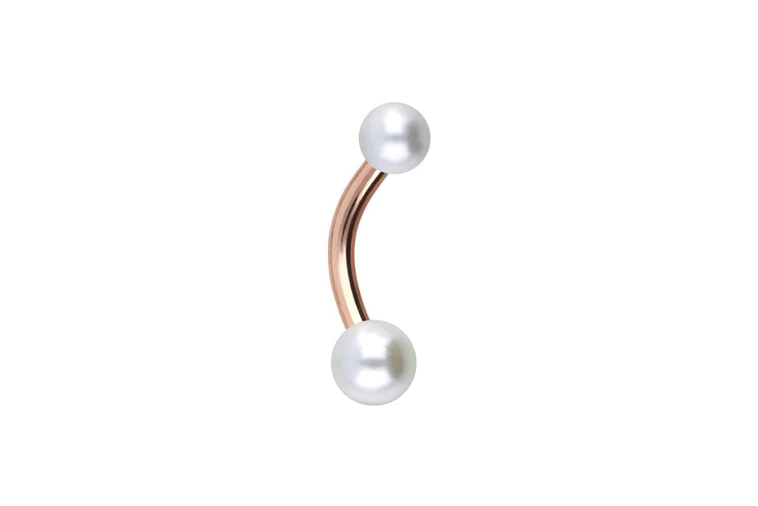 PIERCINGLINE Bauchnabelpiercing Chirurgenstahl Mini Bananabell SYNTHETISCHE PERLEN (Bananabells, 1-tlg)