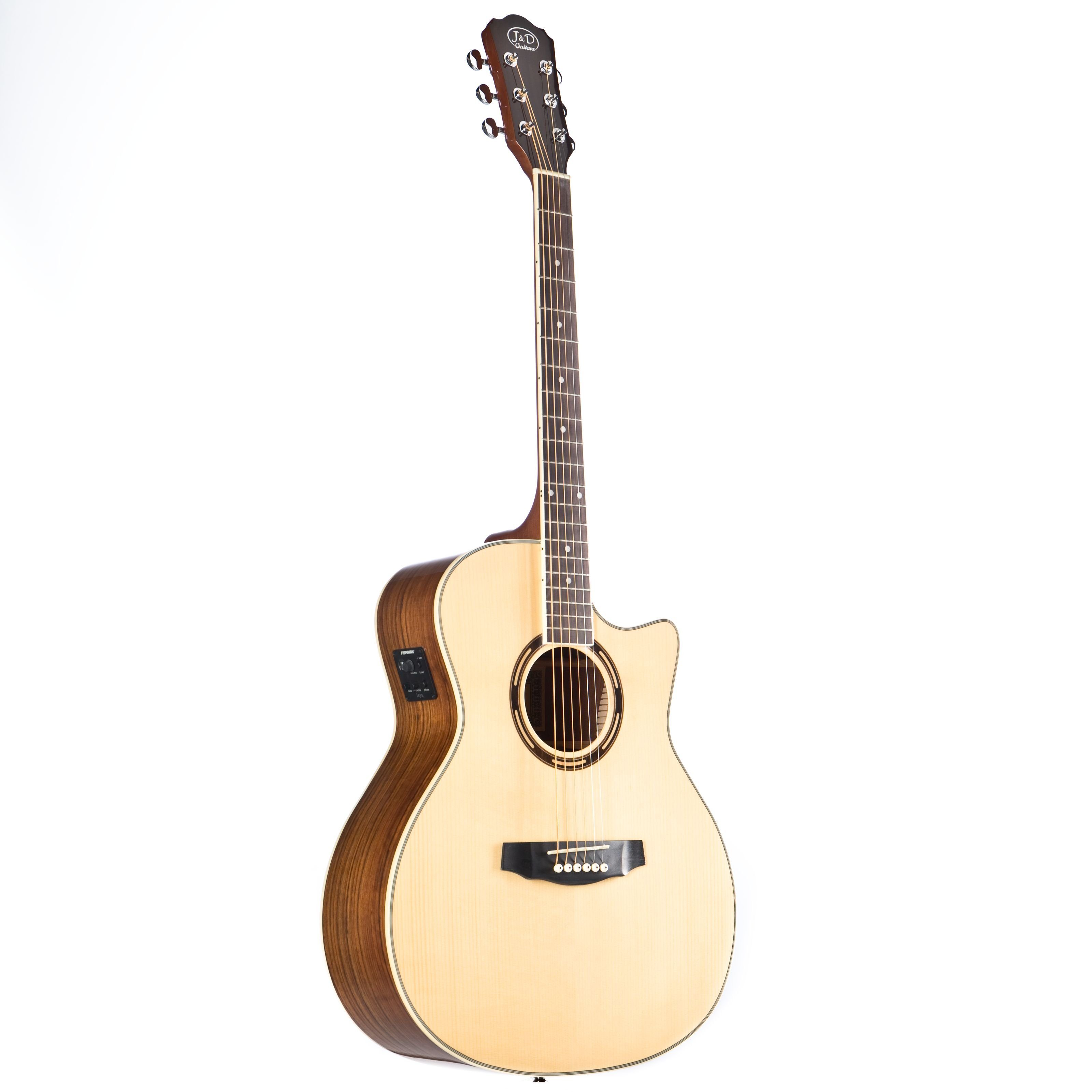 J & D Westerngitarre, AT-120SCE Westerngitarre Akustik-Gitarre mit Tonabnehmer elektroakustische Gitarre Grand Auditorium mit Cutaway und Natural Fichtendecke, Westerngitarren, Grand Auditorium Gitarren, AT-120SCE, elektroakustische Gitarre, Grand Auditor