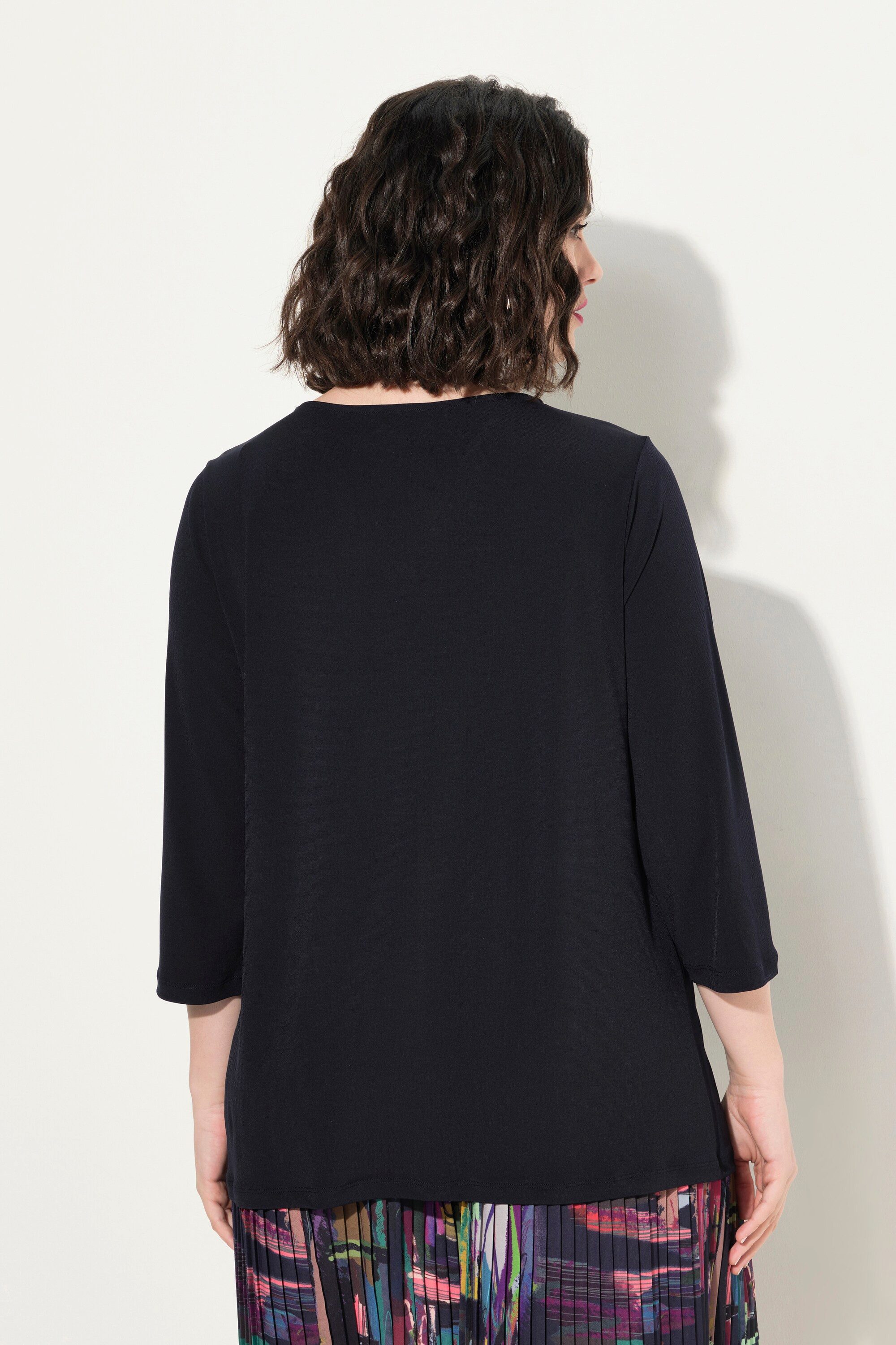 Ulla Popken T-Shirt Shirt drapierter Ausschnitt Classic 3/4-Arm