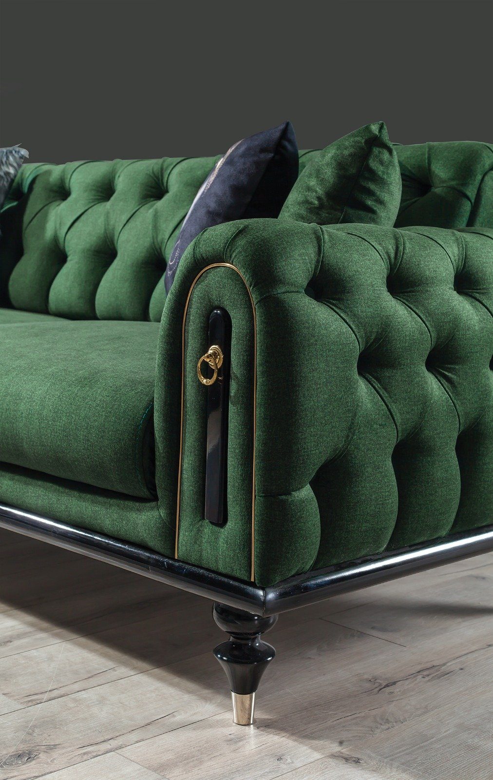 1 Villa Quality Möbel Polyester) (100% Stk. in 2-Sitzer, Pablo, Turkey, Grün Made Sofa Luxus-Microfaser