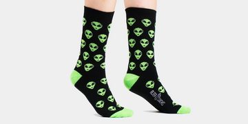 AlterSocks Freizeitsocken Lustige Socken Alien Socken Damen & Herren Unisex Größe 36 – 45 (1 Paar)