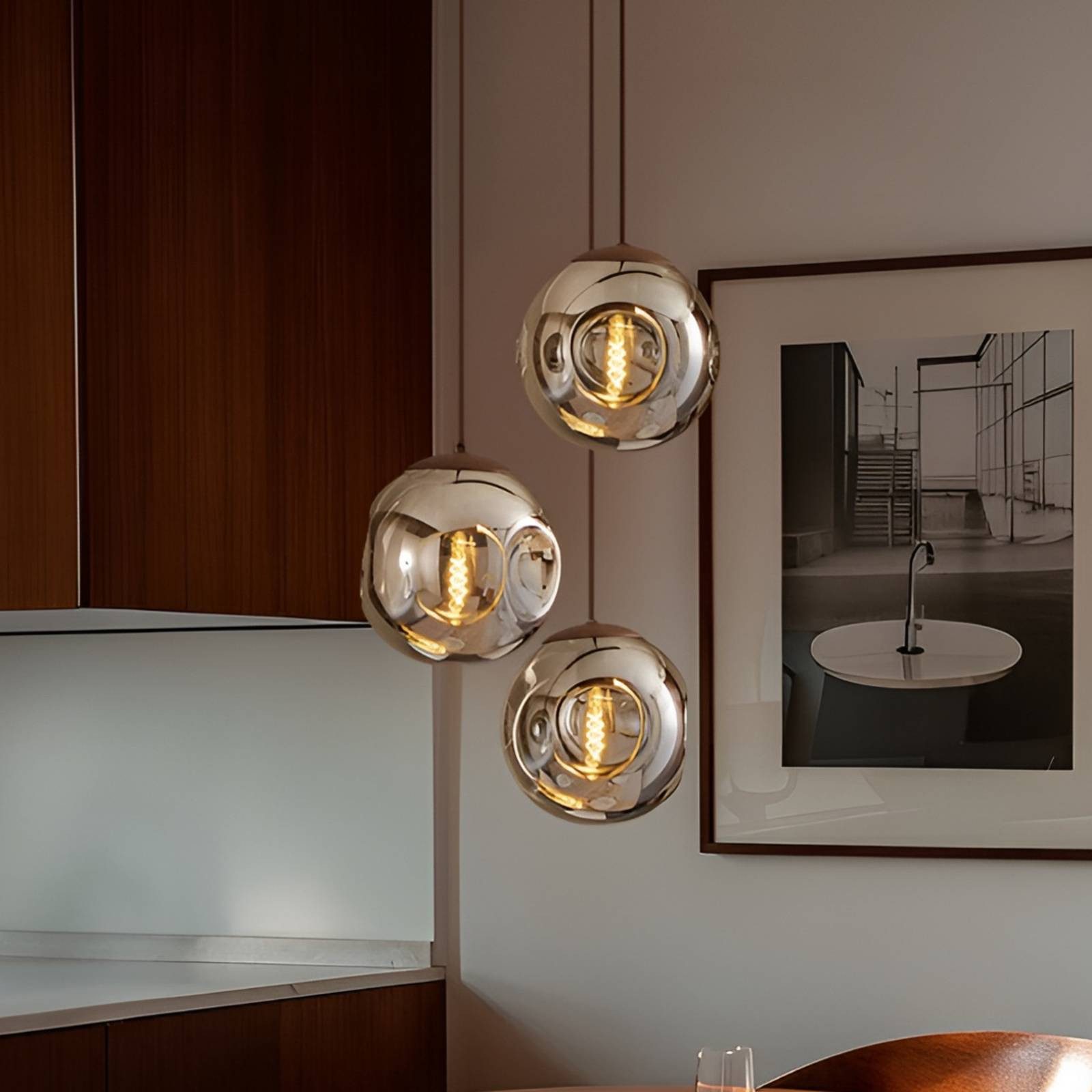Lindby Hängeleuchte Valentina, Glas Alu IP20, 3 x 15 W LED