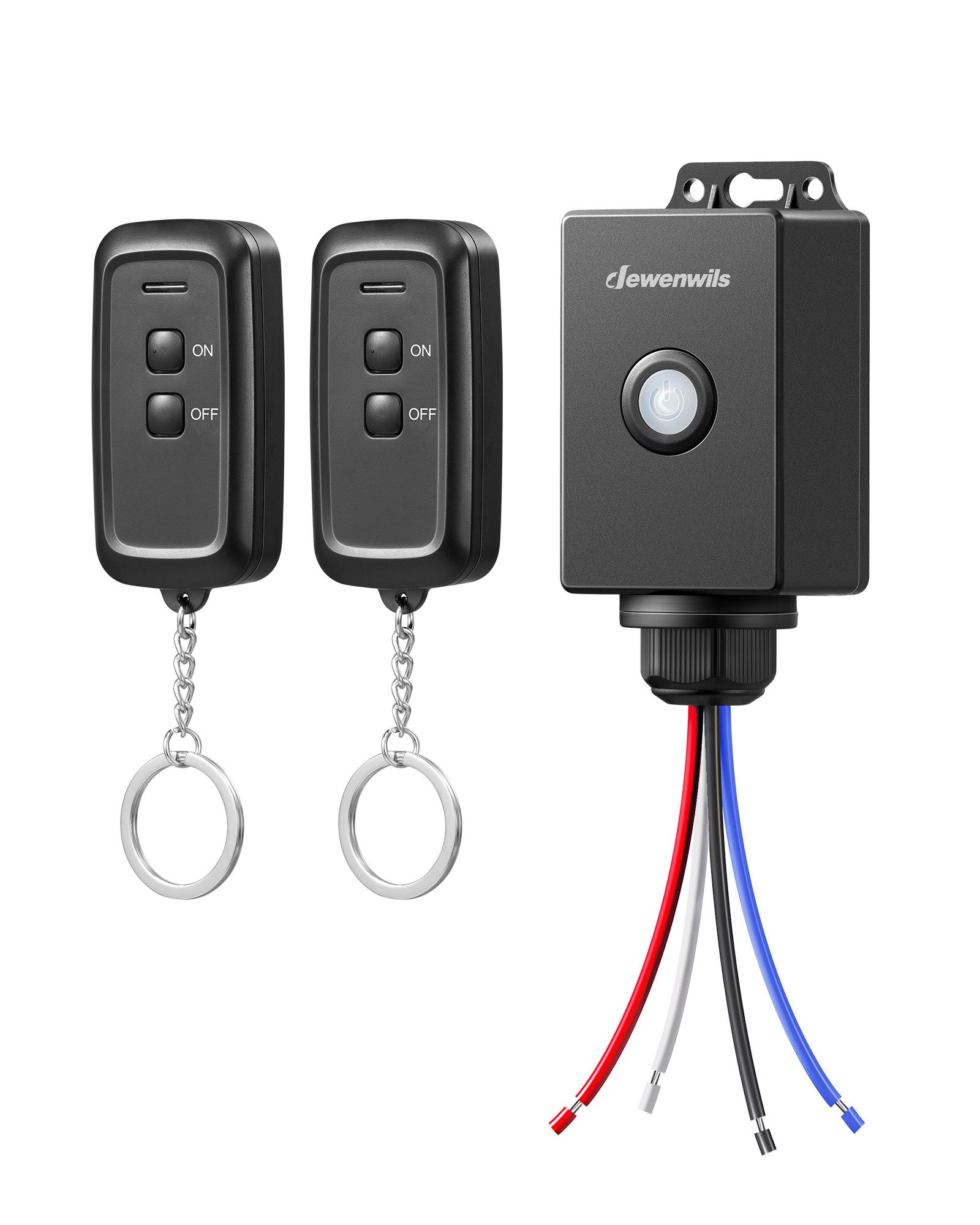 DEWENWILS Licht-Funksteuerung Funkschalter Außen, für Gartenbeleuchtung, Garagenbeleuchtung, Poolpumpen, Außenleuchten, Set, 2-tlg., IP65, 230V 15A, 433MHz, 100ft Reichweite, 2 Fernbedienungen