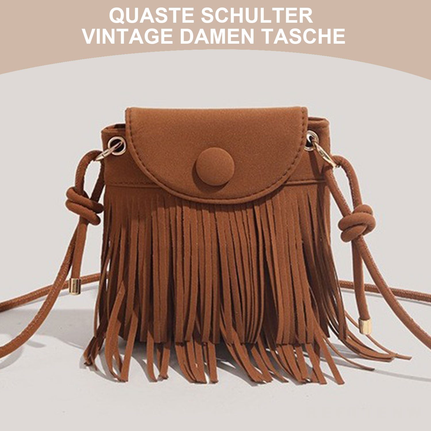 Refttenw Fringe Bag Women's Boho Shoulder Bag, Phone Bag, Small Tassel Crossbody