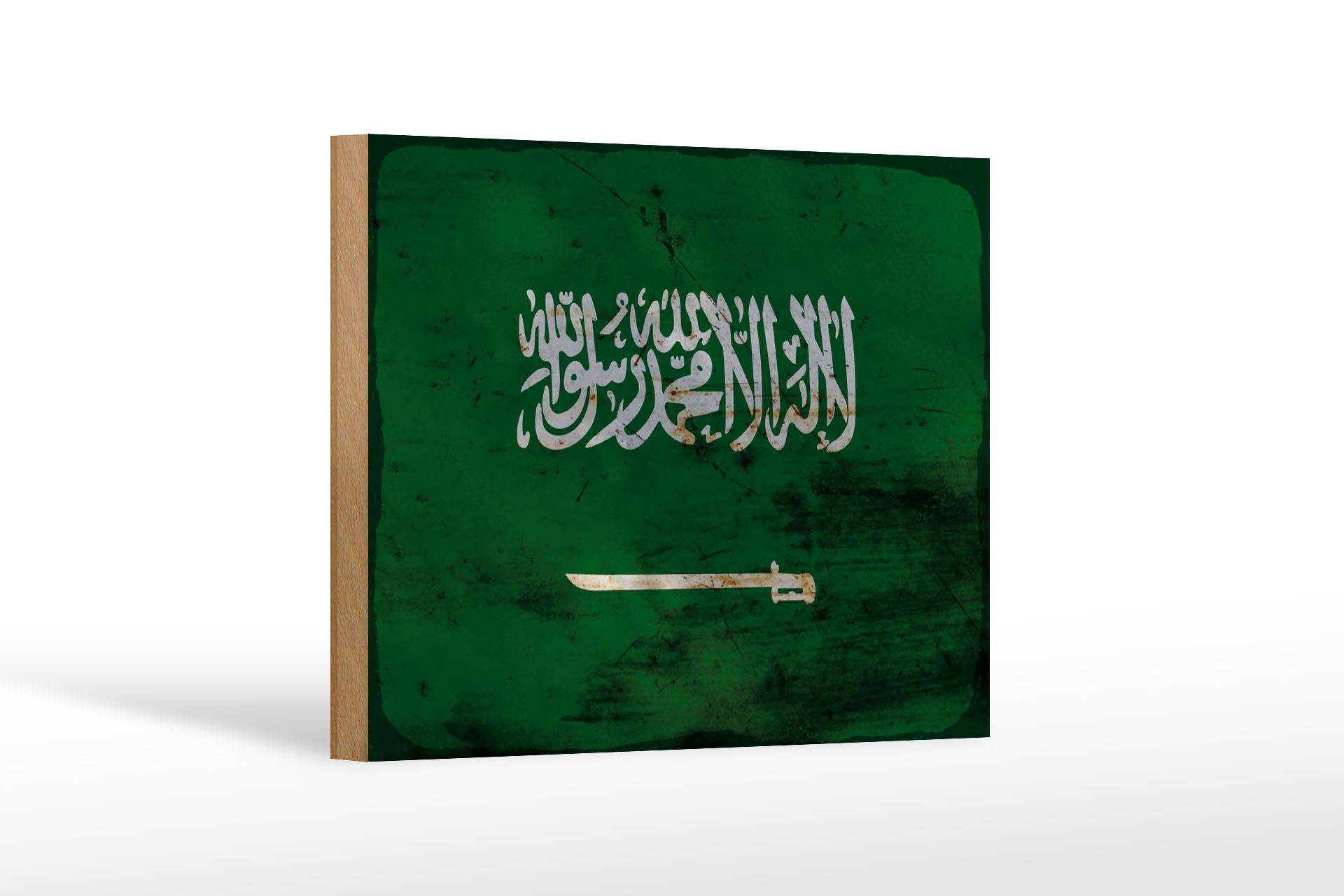Femer GmbH Holzbild Flagge Saudi-Arabien 18x12 cm Saudi Arabia Rost, Flaggen (1 St), Glatte Holzfaserplatte (MDF), vorn beschichtet