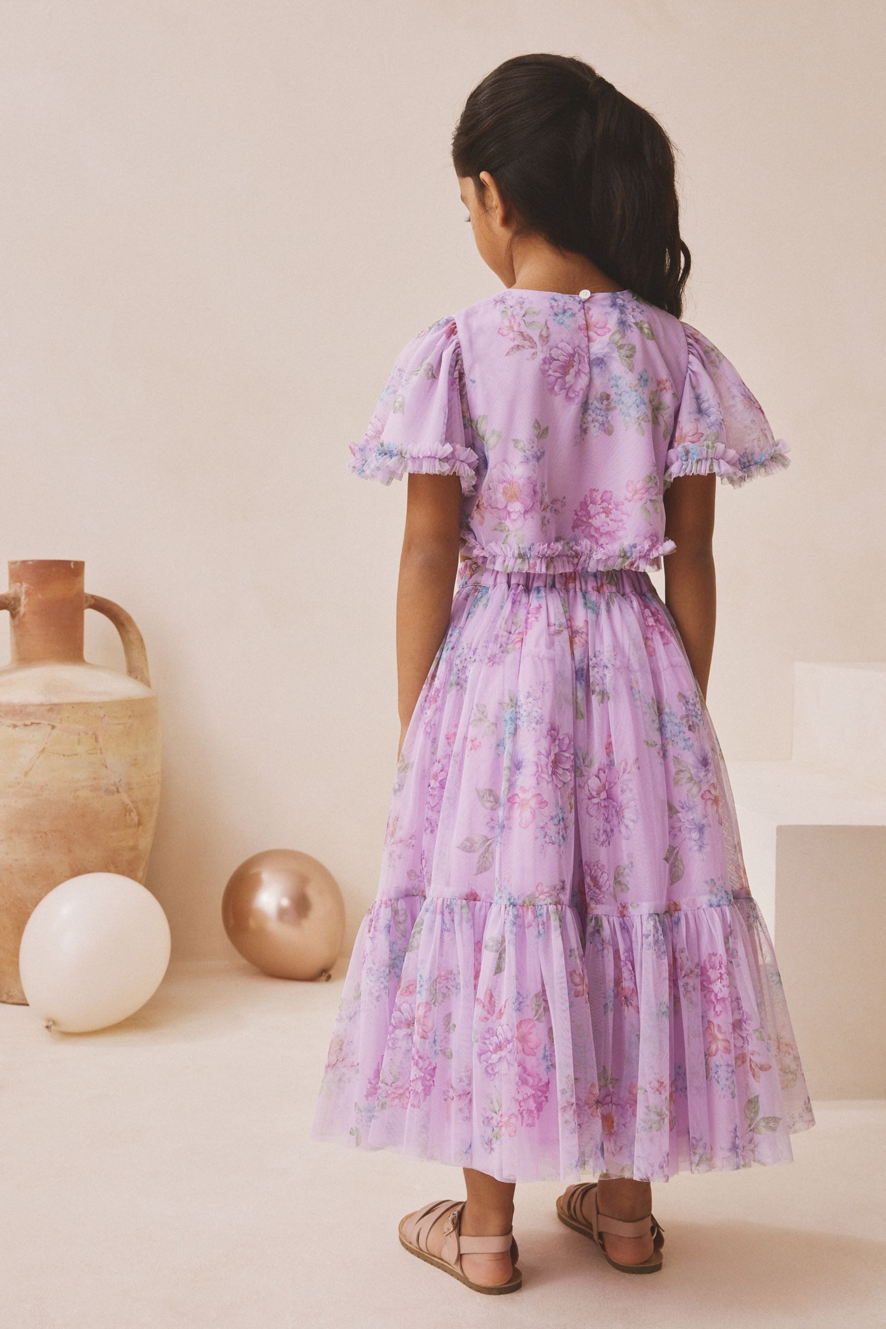 Next Top & Rock Lehenga Oberteil und Rock mit Blumenverzierung (2-tlg)