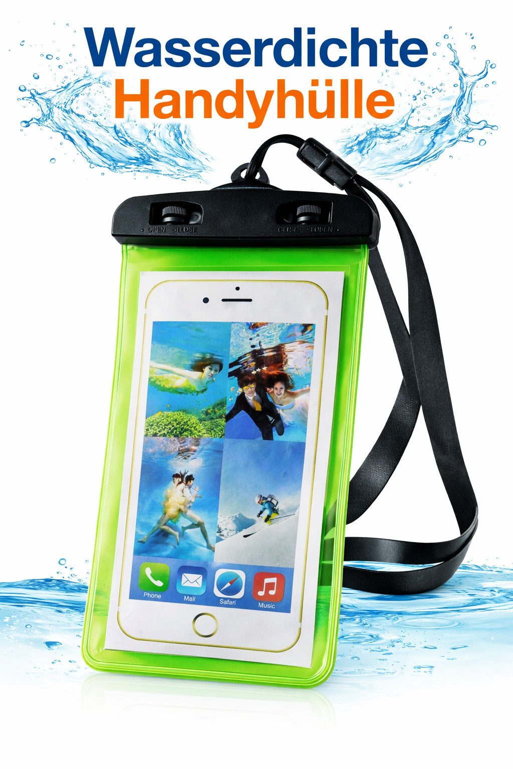 Illes-Laedchen Handyhülle wasserdichte Handyhülle Smartphone Schutzbeutel Handytasche, Universal - IPX8 - 7 Farben zur Auswahl - bis 6,7 Zoll Smartphonegröße