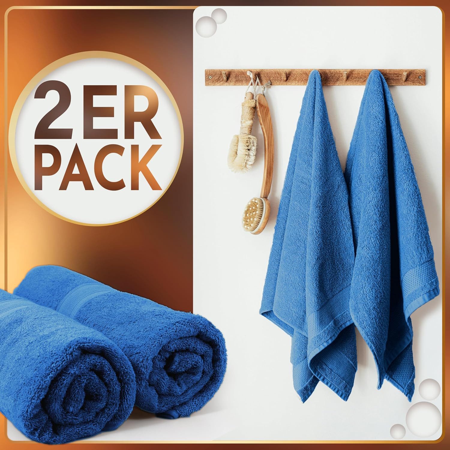 NatureMark Saunatuch Frottier Saunatücher 80x200cm, 100% Baumwolle (2-St), Premium Qualität SAUNATUCH Sauna-Handtuch, 80x200cm, Royal blau – Bild 2 von 5