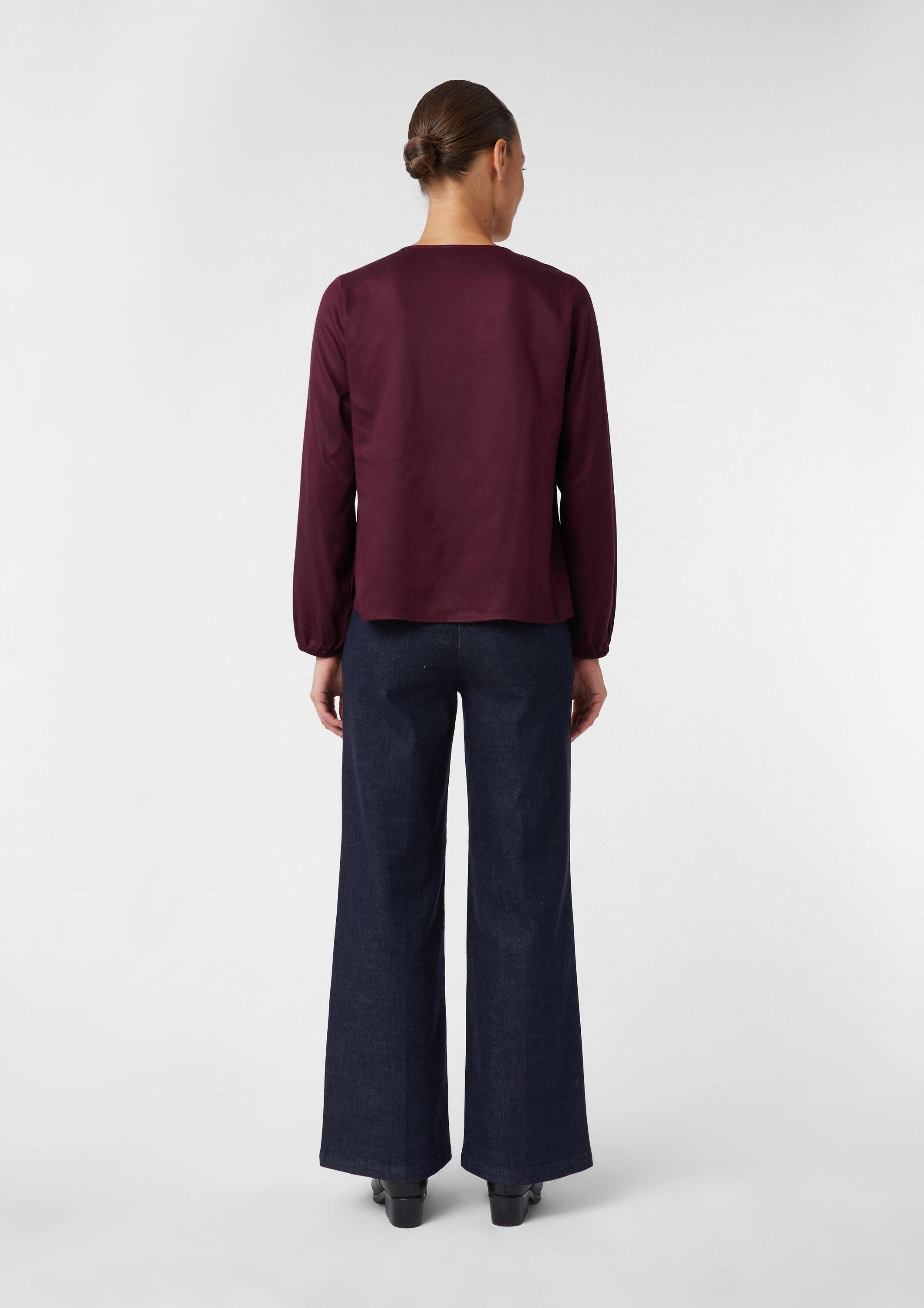 comma Langarmbluse Bluse Satinierte Viskose-Bluse mit Faltendetails