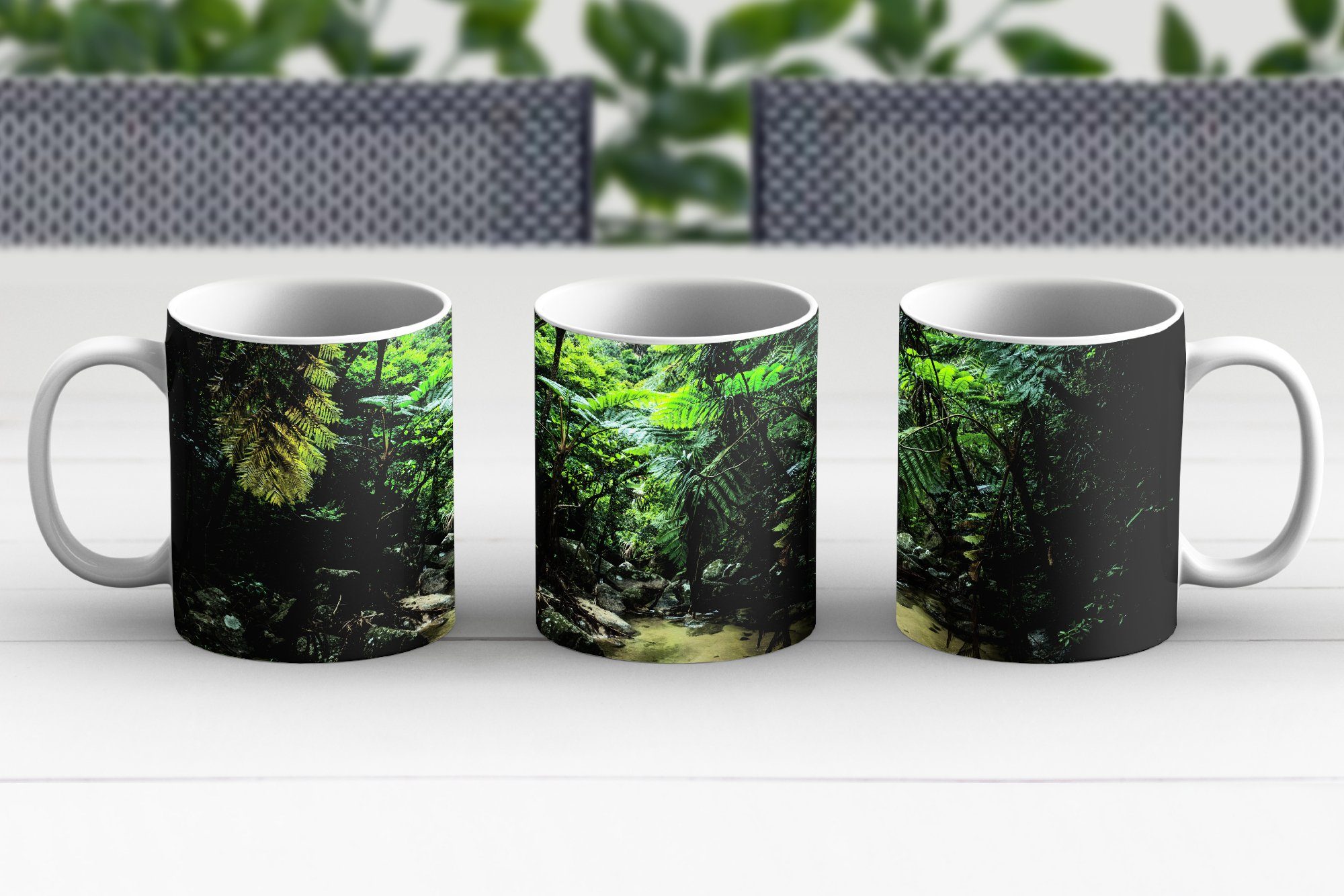 Fluss Teetasse, Dschungel, Kaffeetassen, tropischen Keramik, im MuchoWow Geschenk Becher, Teetasse, Tasse