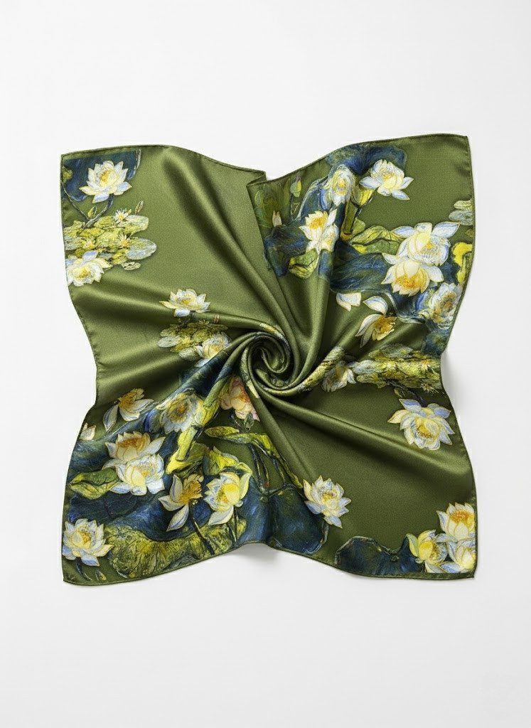 Kleelein Seidentuch Seidentuch Elegantes Modernes Blumenmuster Exklusives Damen, leicht, atmungsaktiv, hochwertig, weich, pflegeleicht, atmungsaktiv